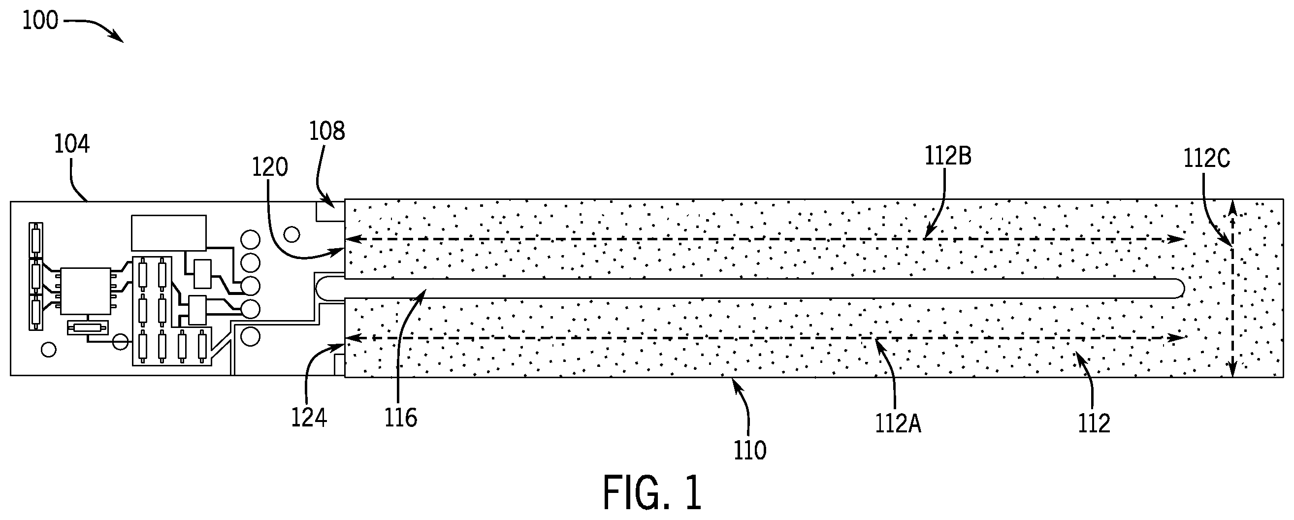 Patent US12422391 Figure 1 – Ruggedized sensor for detecting organic liquids