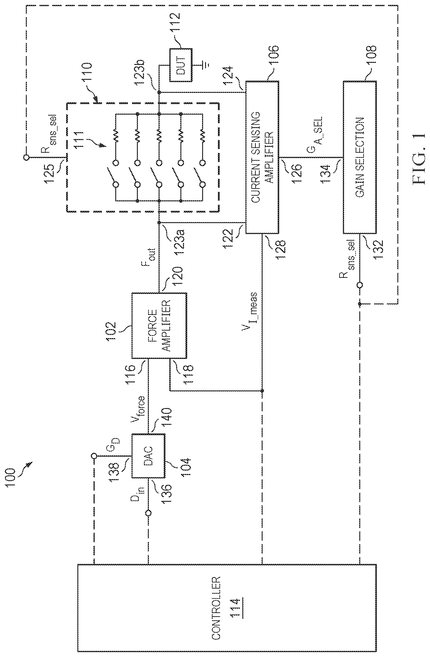 Patent US12422474 — Force/measure current gain trimming — Figure 1
