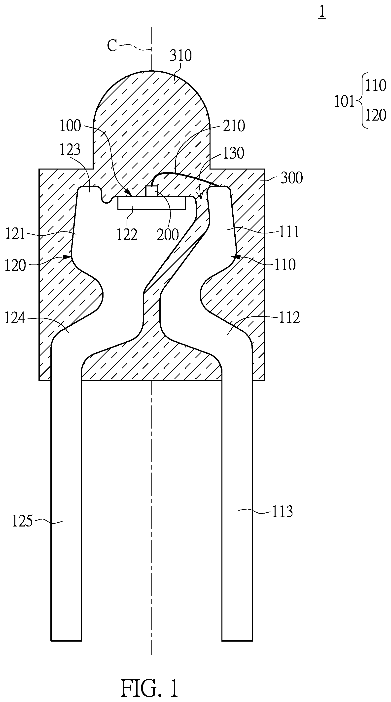 Patent US12422616 — Optoelectronic package structure — Figure 1