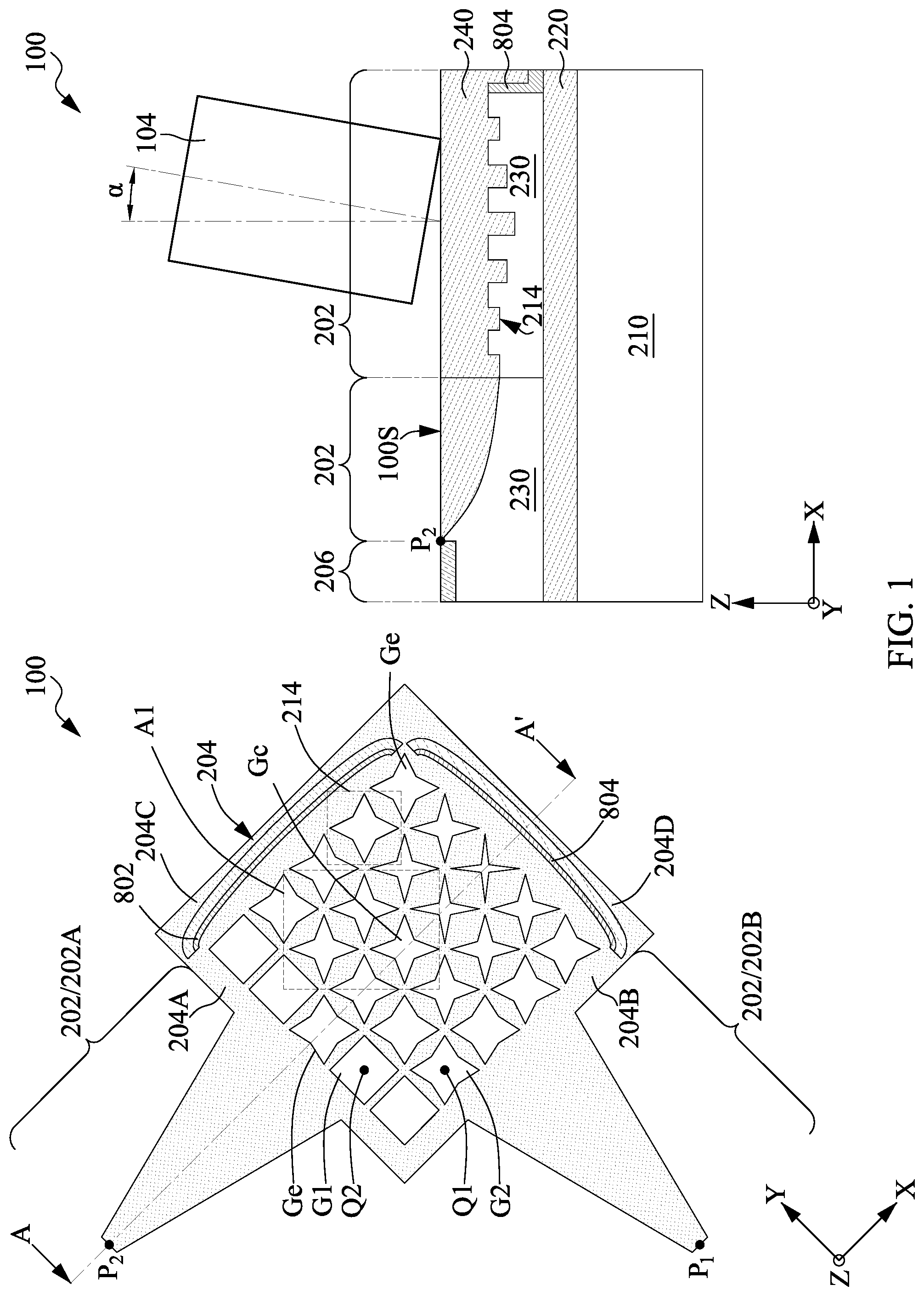 Patent US12422623 — Two-dimensional grating coupler and method of forming the same — Figure 1