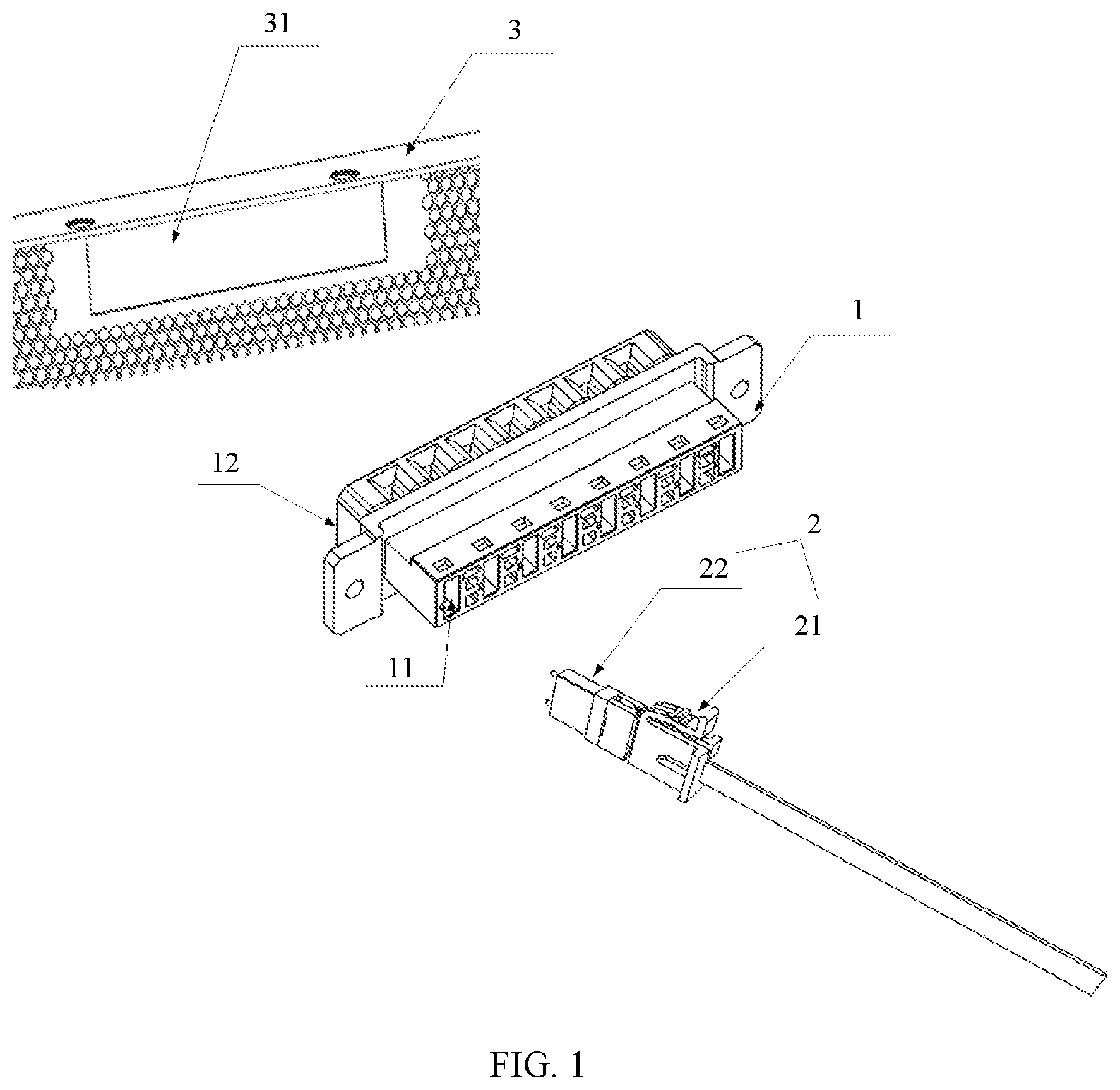 Patent US12422626 — Adapter assembly and optical communications device — Figure 1