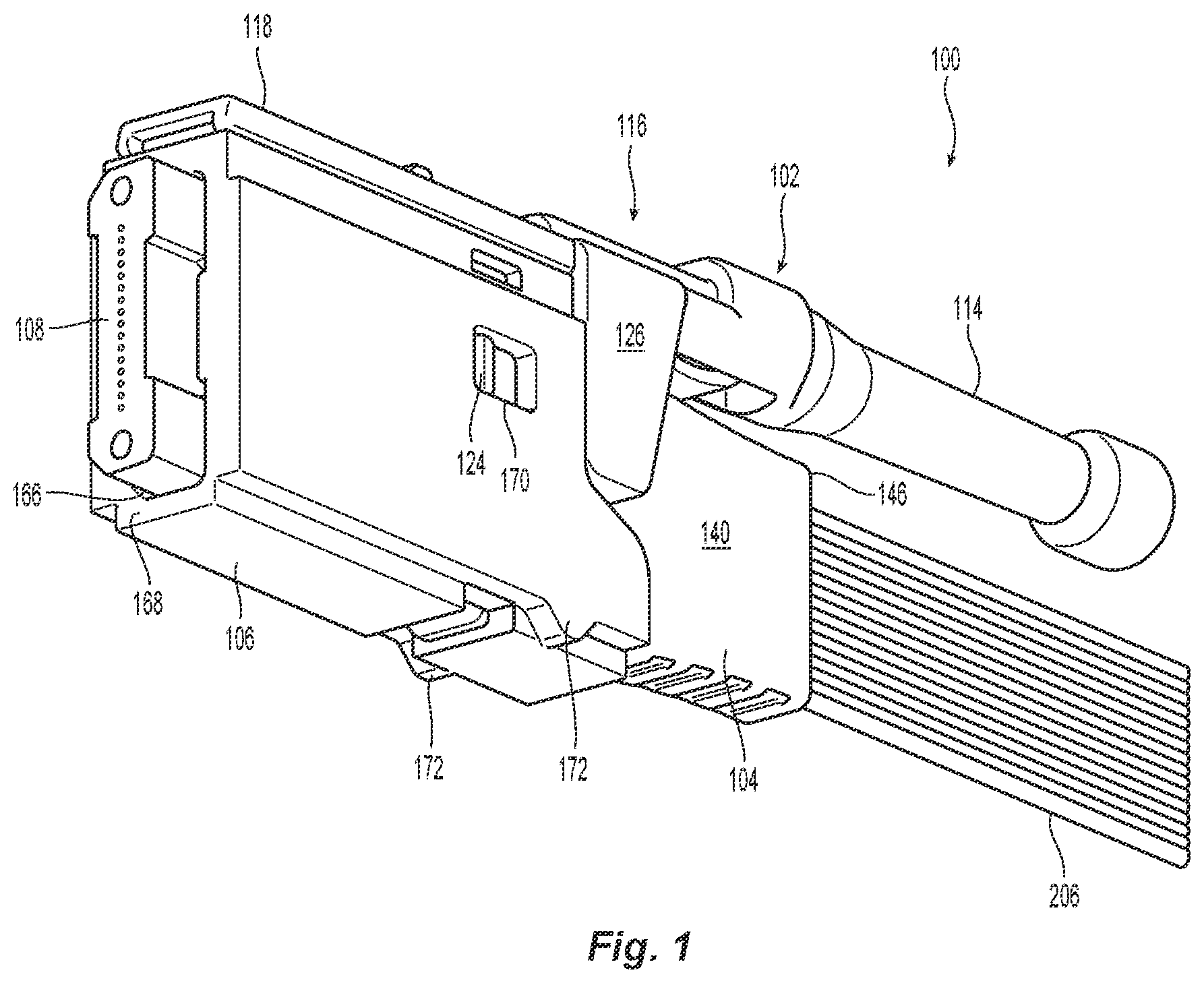 Patent US12422627 — Data center interconnect for optical trunk cables having miniature multi-fiber ferrules — Figure 1