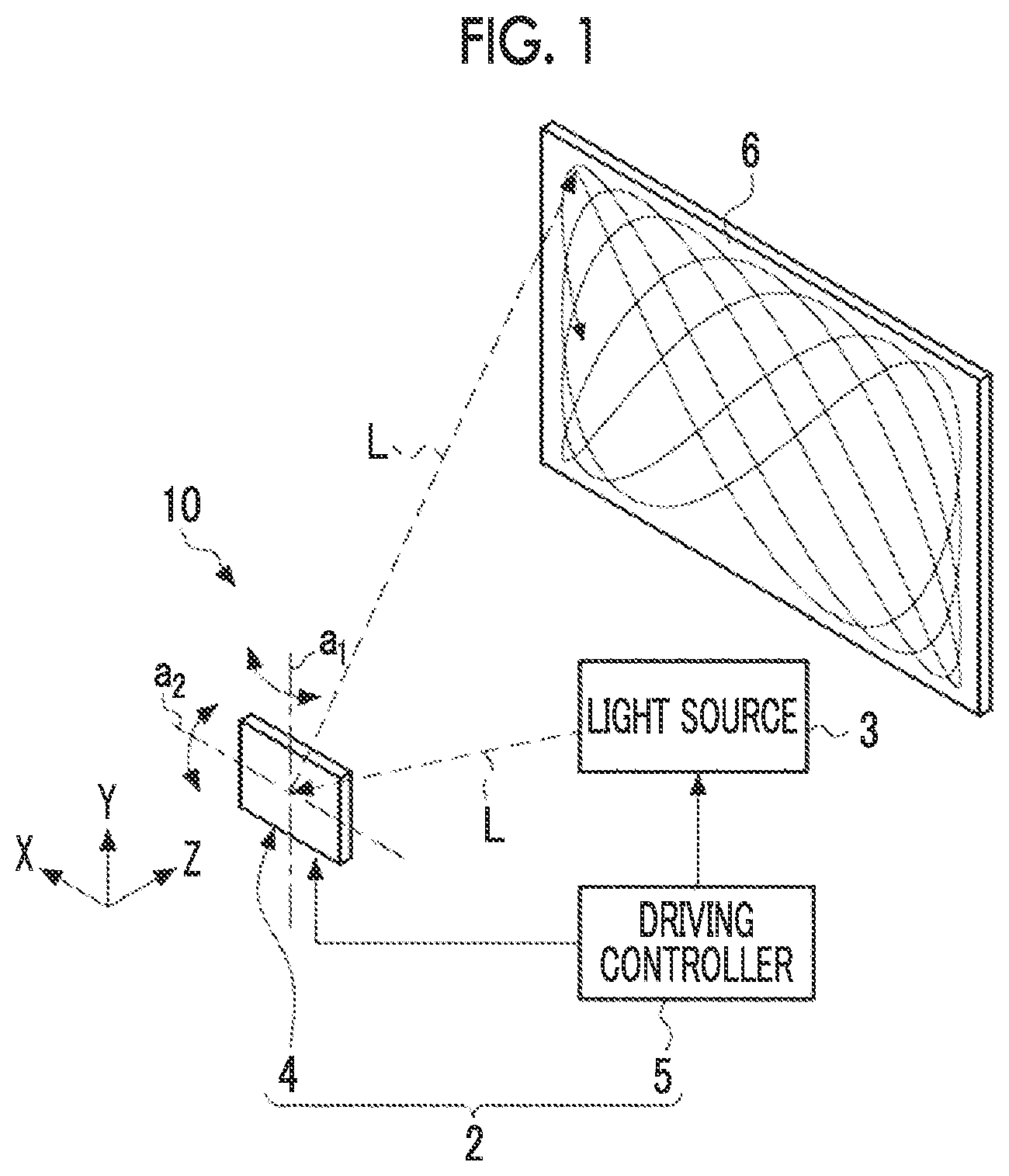 Patent US12422666 — Optical scanning device, driving method of optical scanning device, and image drawing system — Figure 1