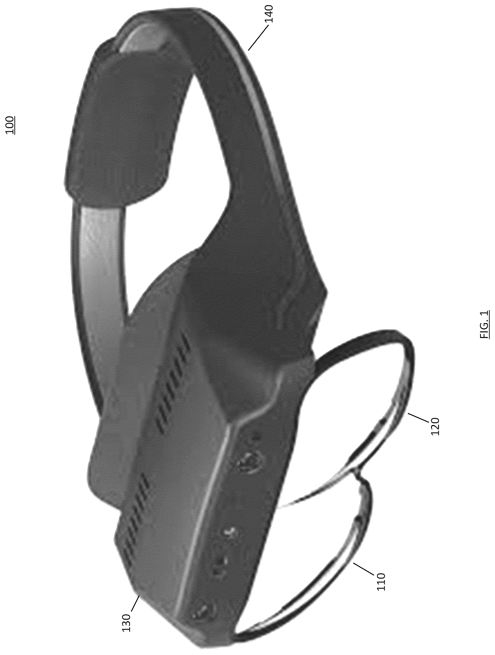 Patent US12422674 — Head mounted augmented reality system, apparatus and device with freeform surfaced optical combiner — Figure 1
