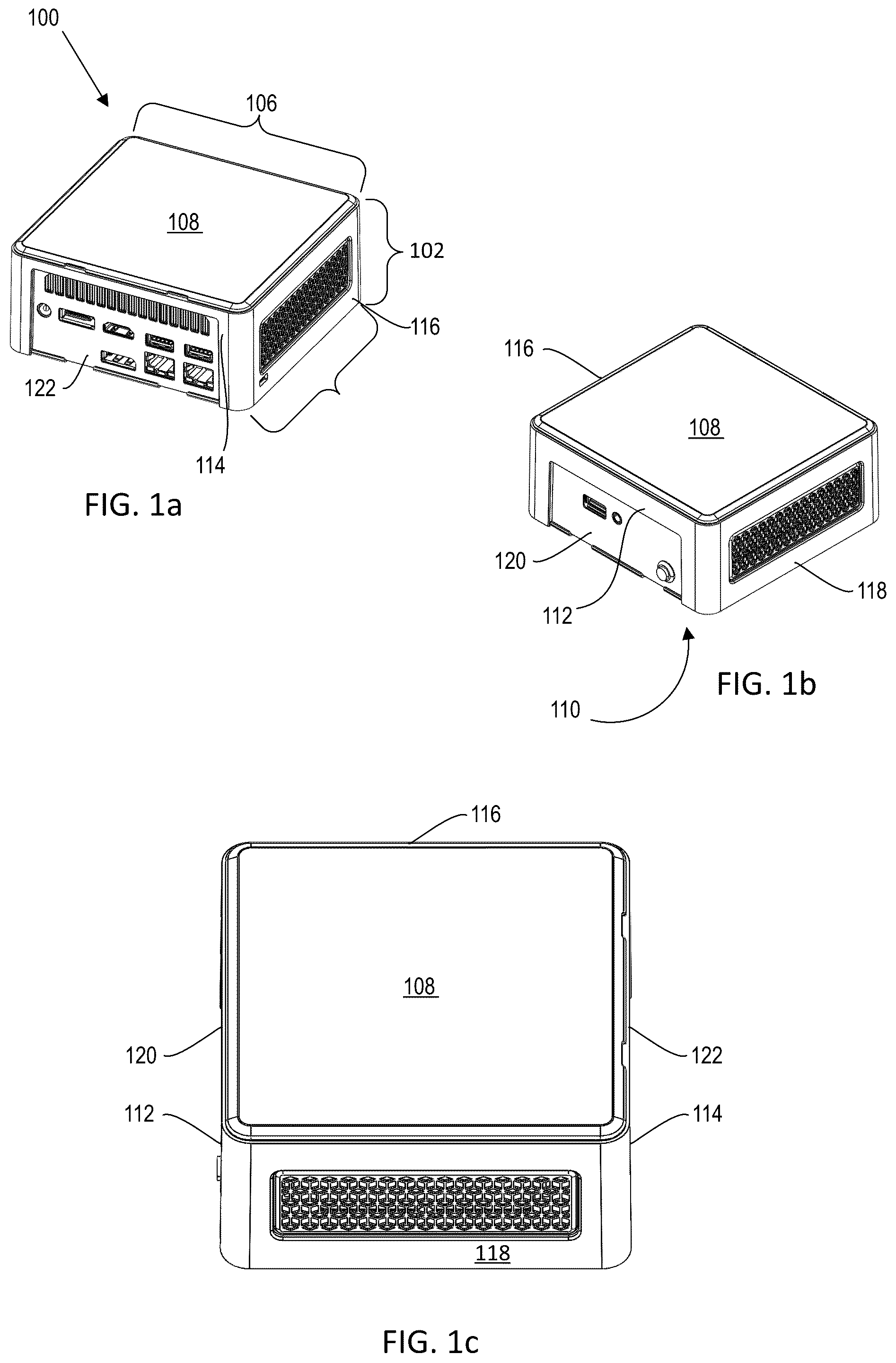Patent US12422884 Figure 1 – Computer case with modular I/O panels