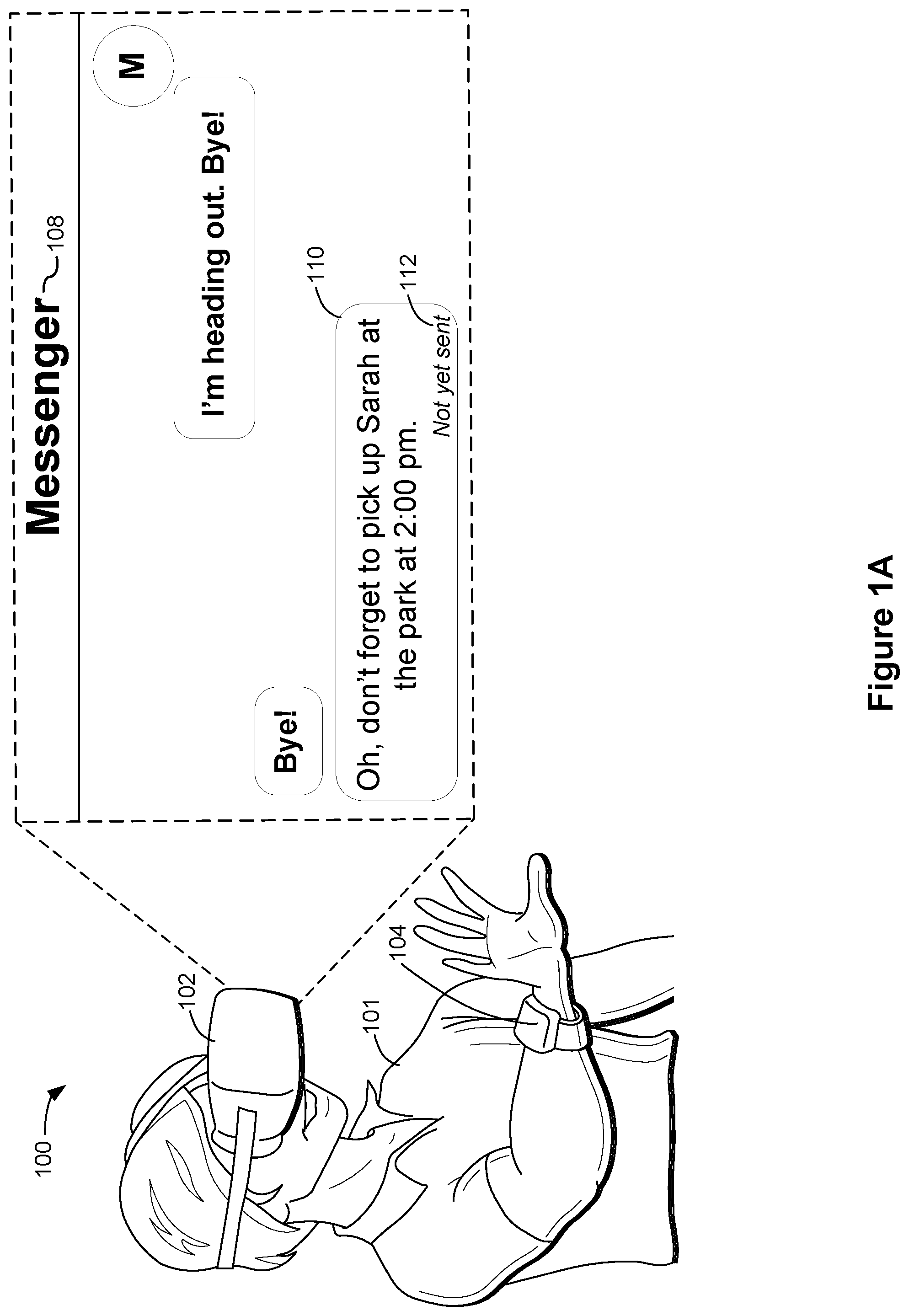 Patent US12422934 Figure 1 – Techniques for neuromuscular-signal-based detection of in-air hand gestures for text production and modification, and systems, wearable devices, and methods for using these techniques