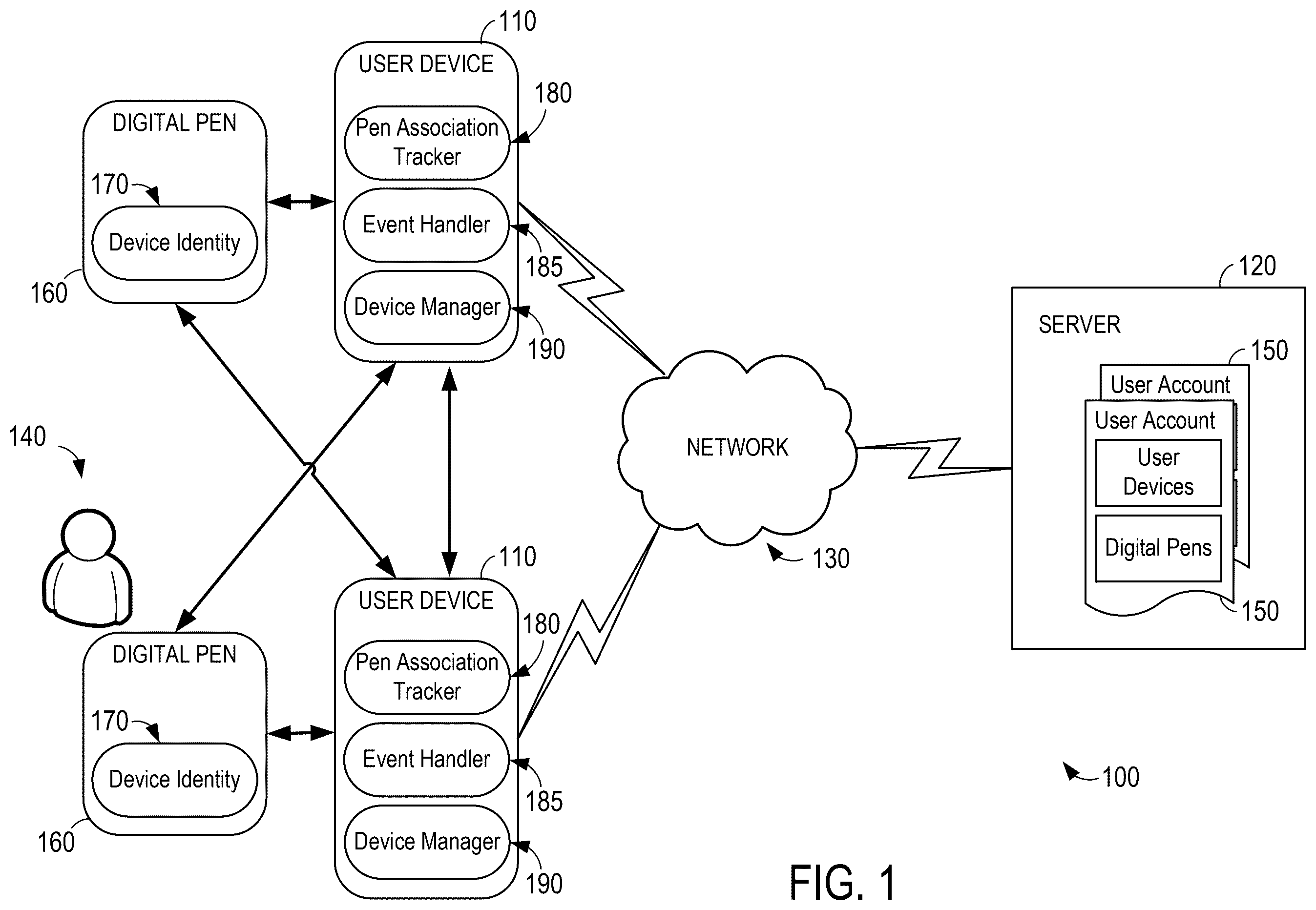 Patent US12422940 Figure 1 – Base station for use with digital pens