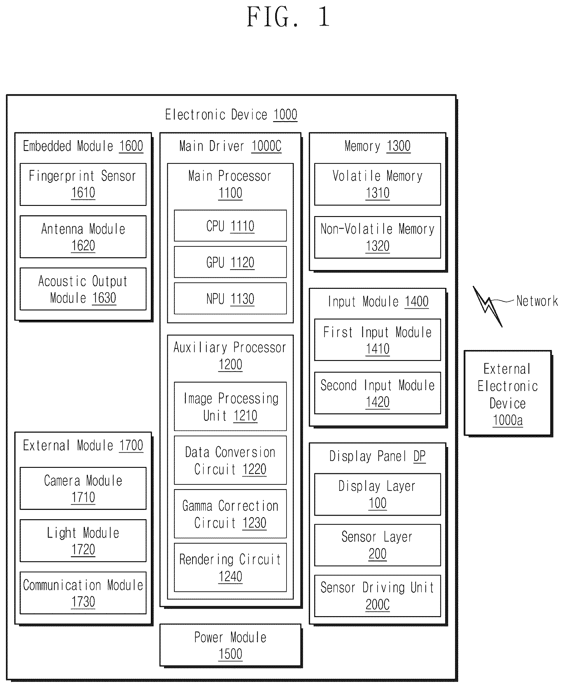 Patent US12422944 — Electronic device and method for driving the same — Figure 1