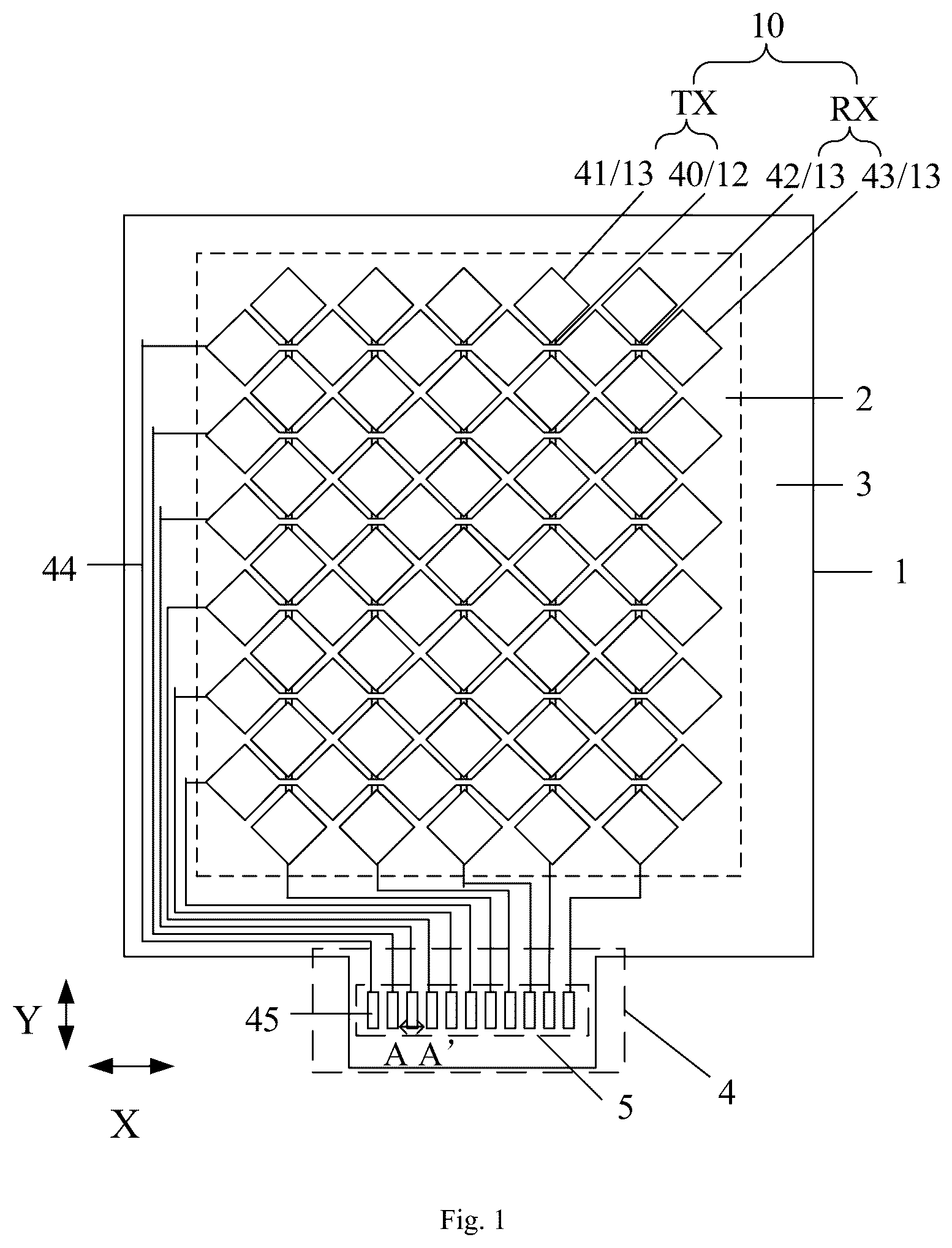 Patent US12422966 — Touch display panel, touch display apparatus and touch display mother board — Figure 1