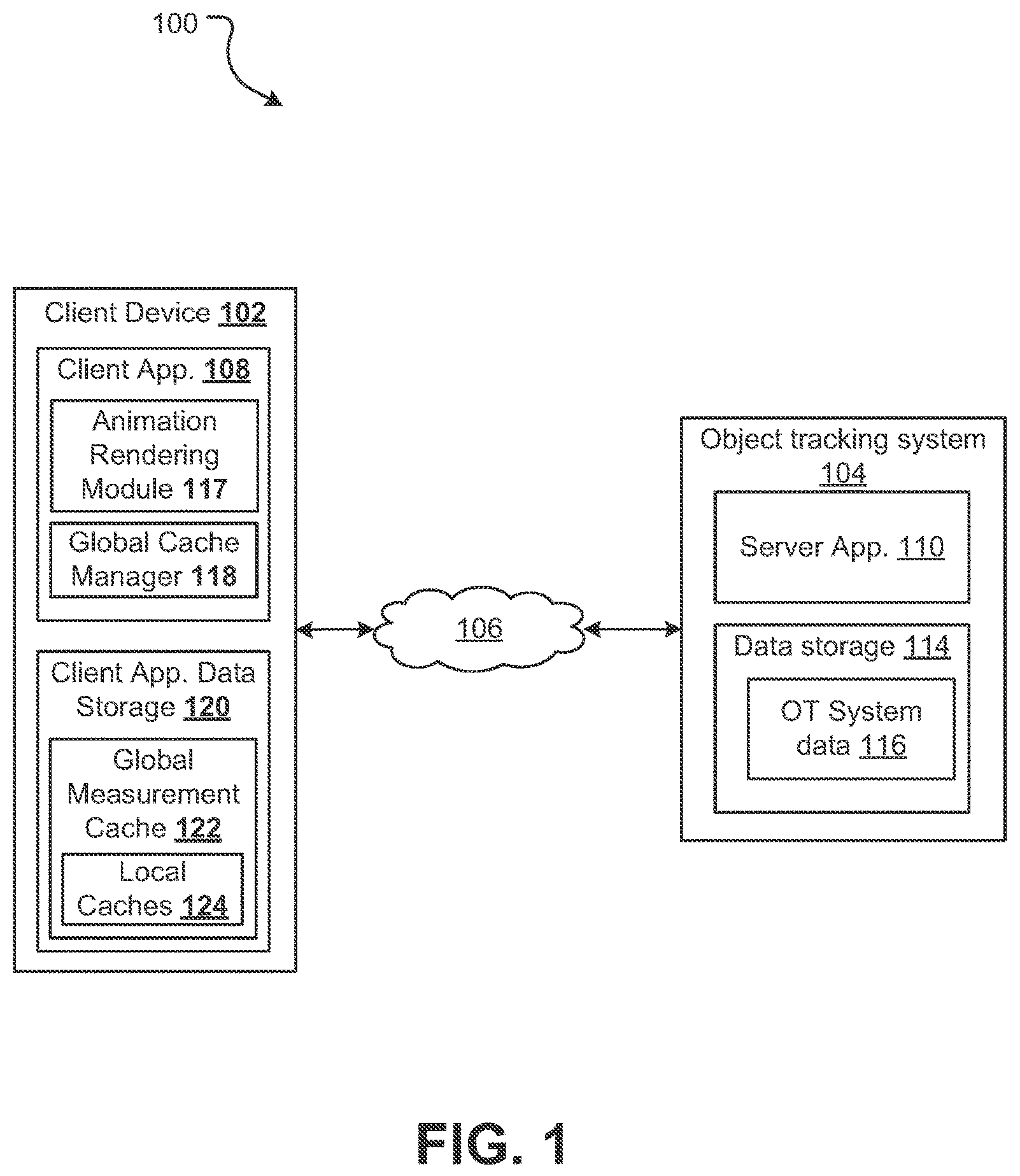 Patent US12422971 — Dynamic visualization of an object tracked by an object tracking system in a graphical user interface — Figure 1