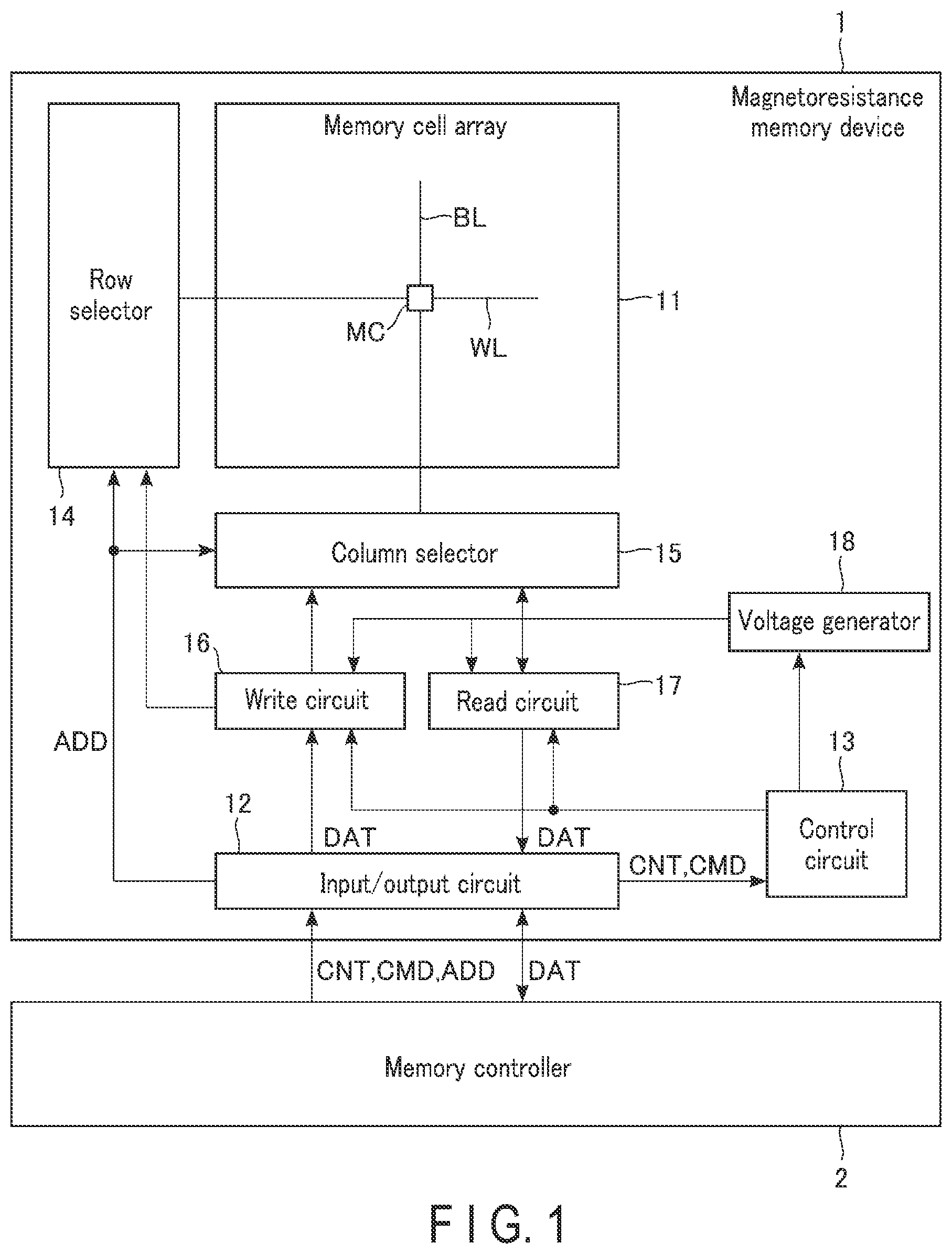Patent US12426273 — Magnetoresistance memory device and method for manufacturing magnetoresistance memory device — Figure 1