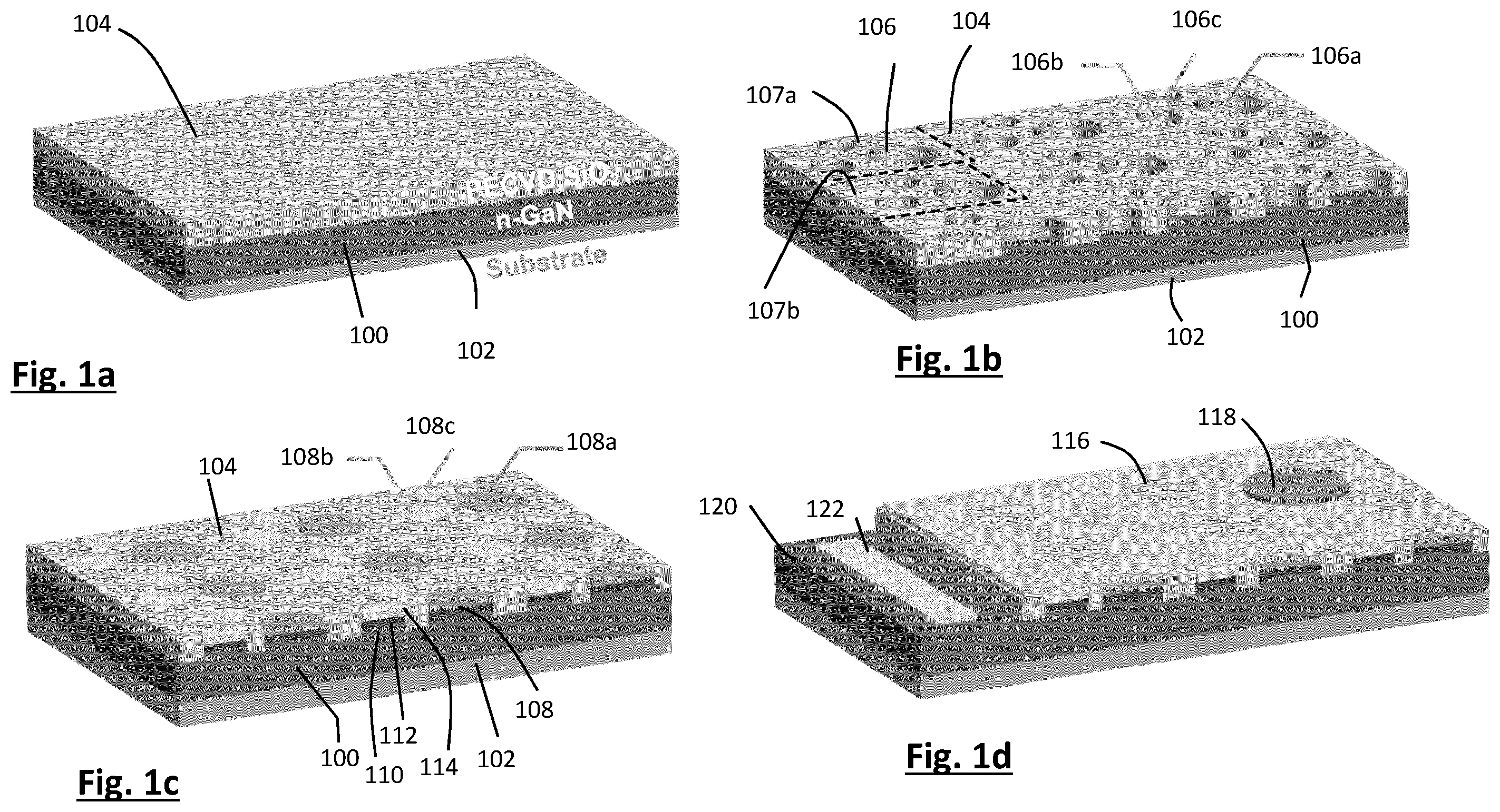 Patent US12426426 — Arrays of LED structures extending through holes in a dielectric layer and independently activated — Figure 1