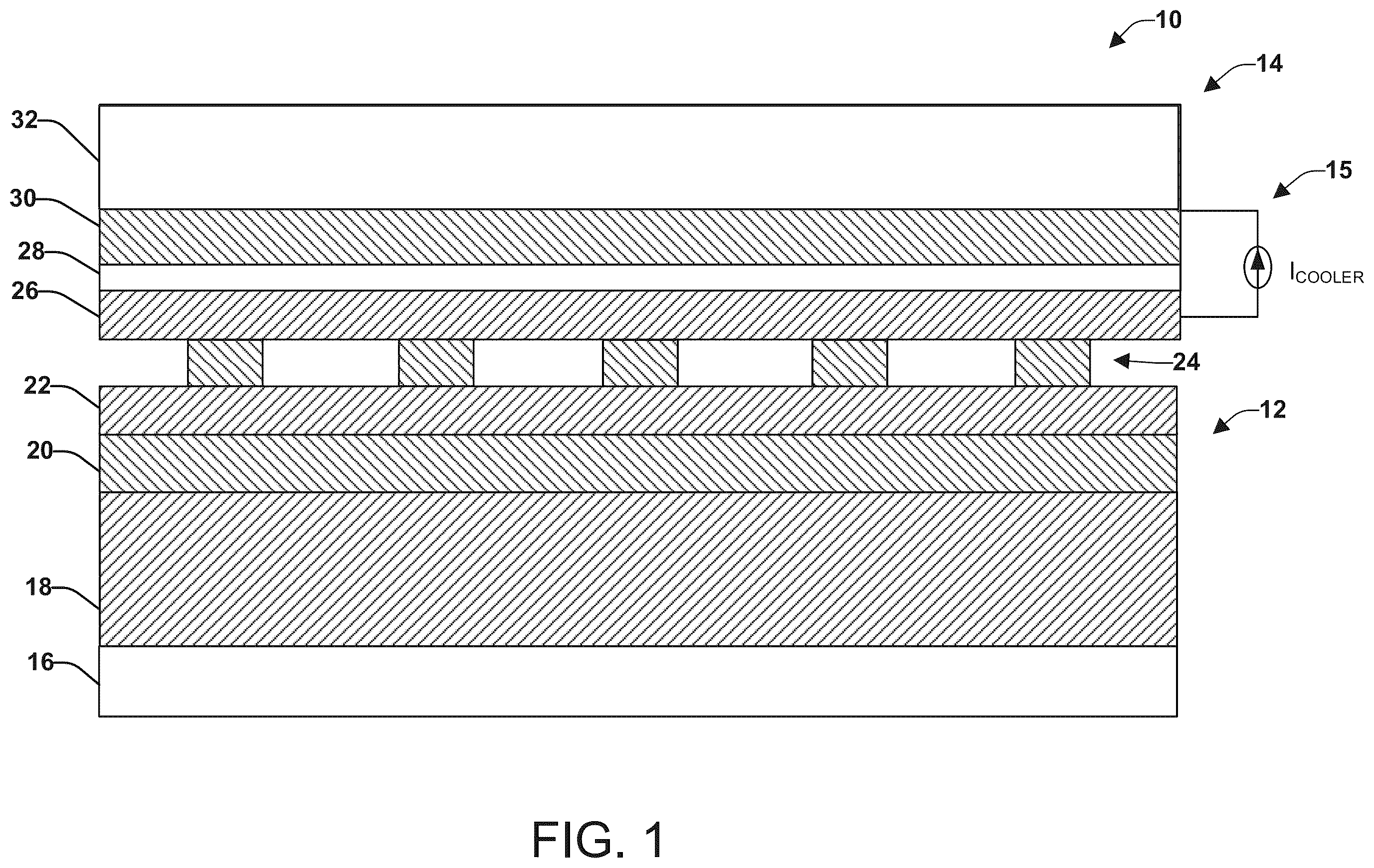 Patent US12426504 — Solid-state cooler device with grid point contacts — Figure 1