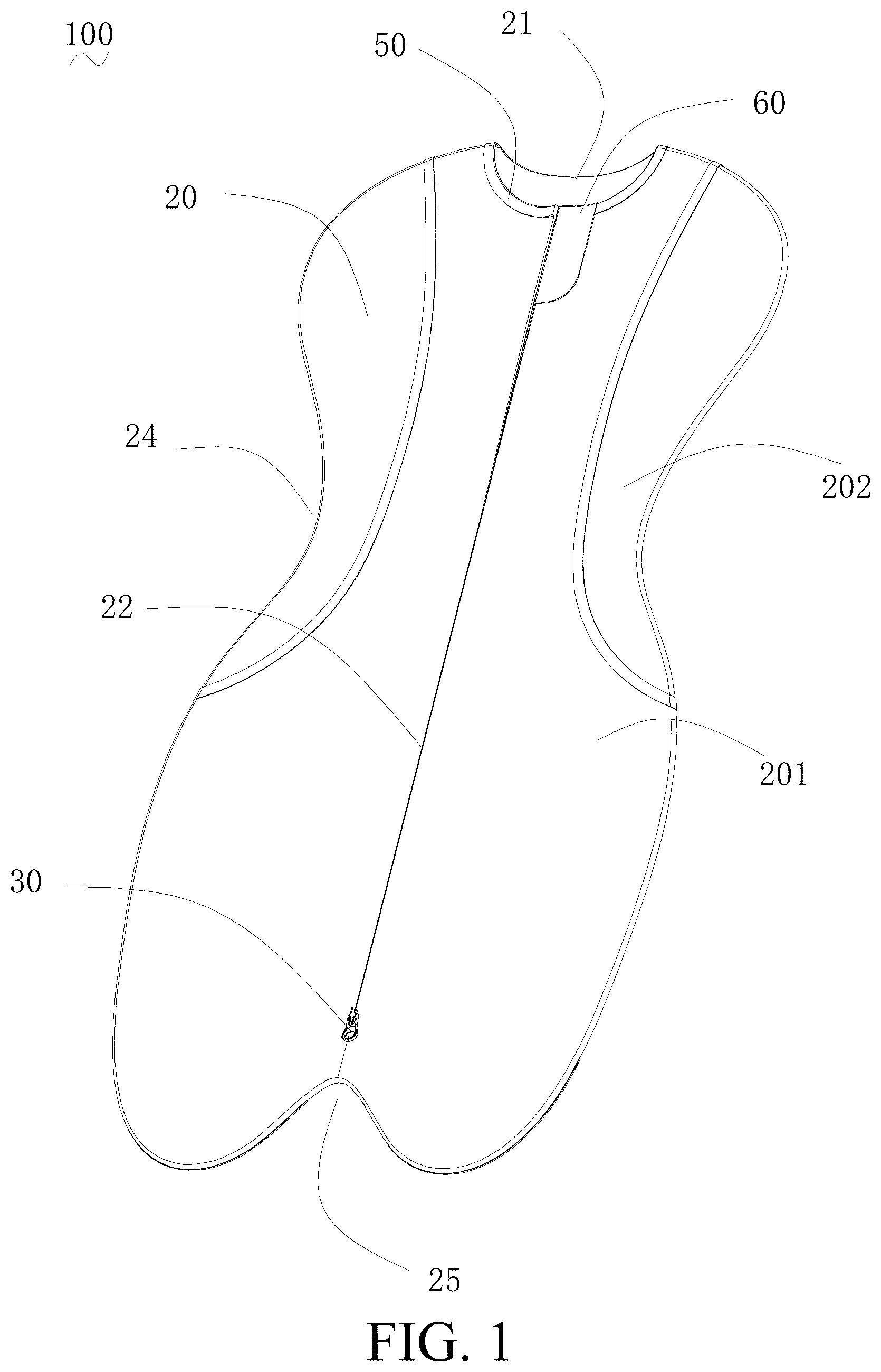 Patent US12426645 Figure 1 – Swaddle baby sleeping bag