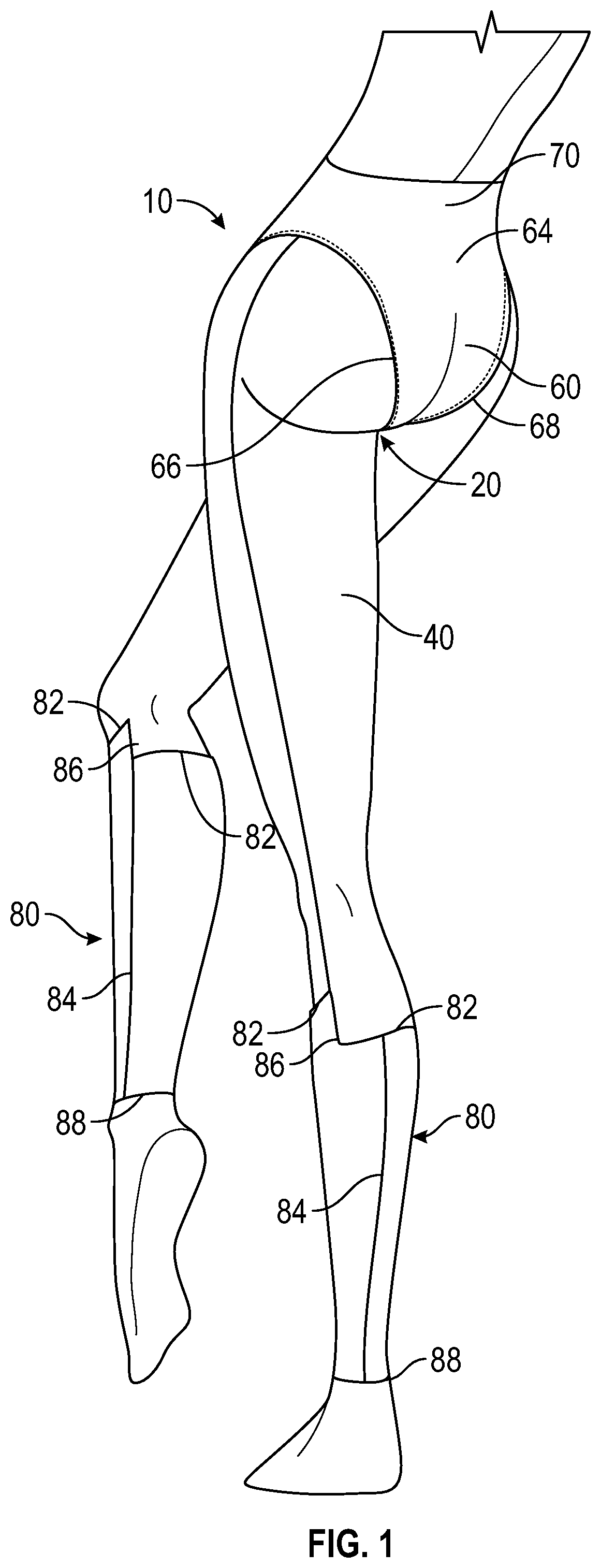 Patent US12426649 Figure 1 – Open seat leggings with curtain