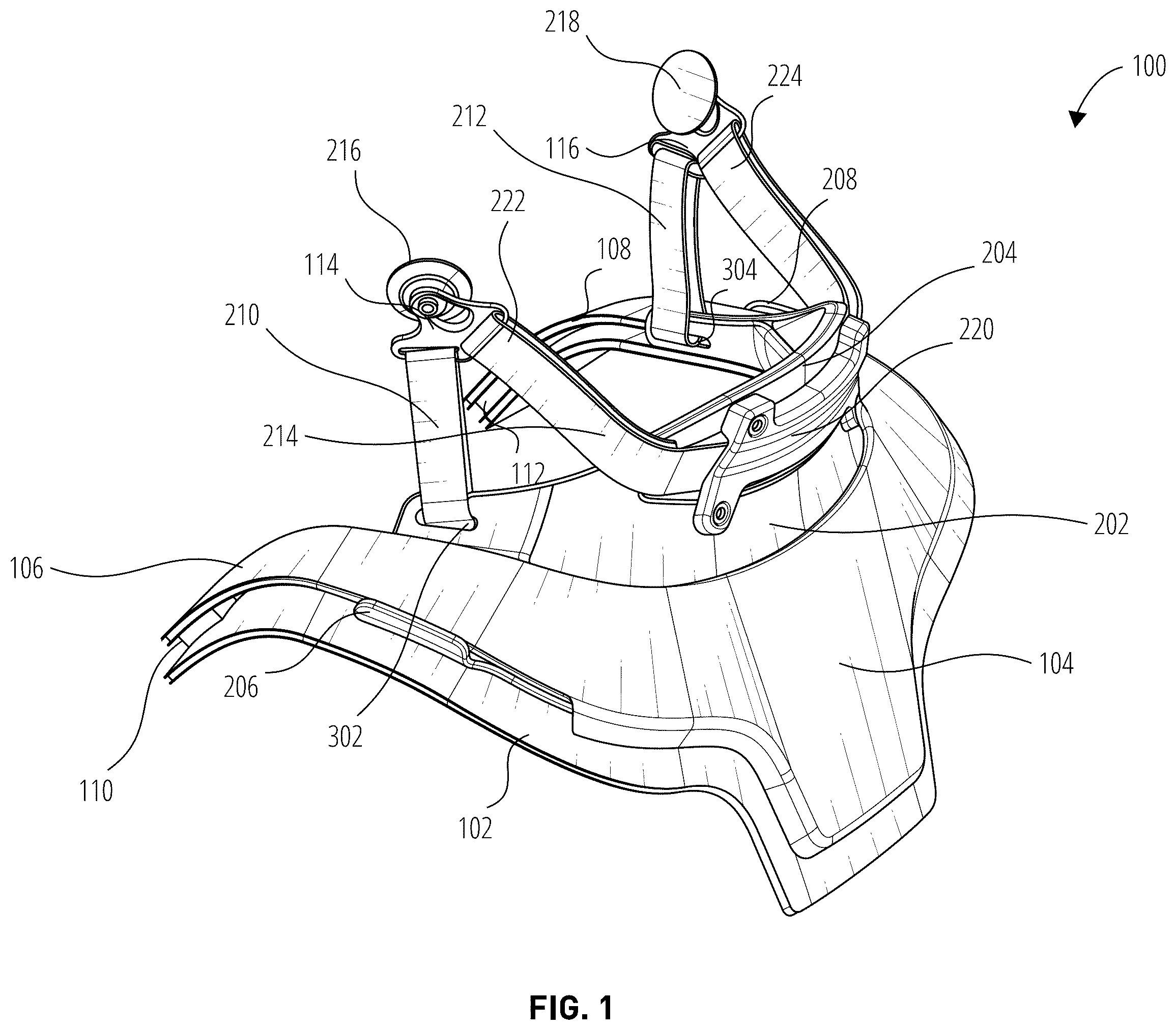 Patent US12426659 — Head and neck restraint device for use in motorsports — Figure 1