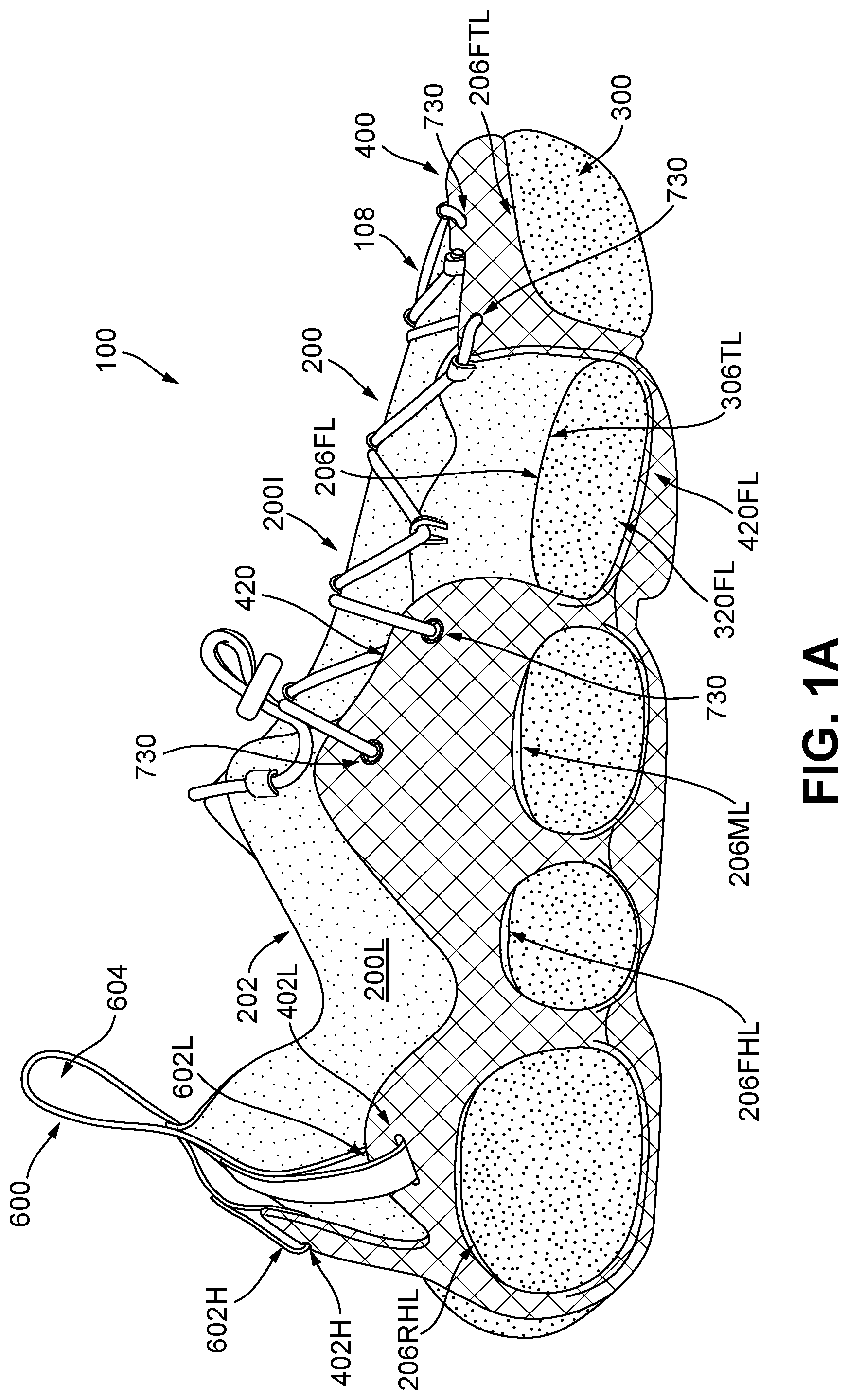 Patent US12426664 — Articles of footwear having modular, replaceable, and/or recyclable parts — Figure 1