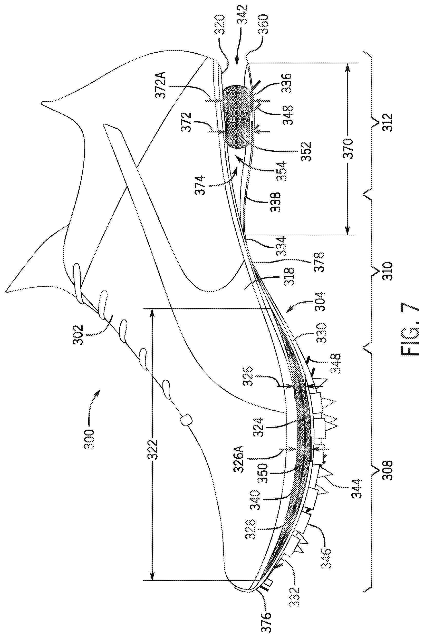 Patent US12426676 Figure 5 – Article of footwear having a sole plate