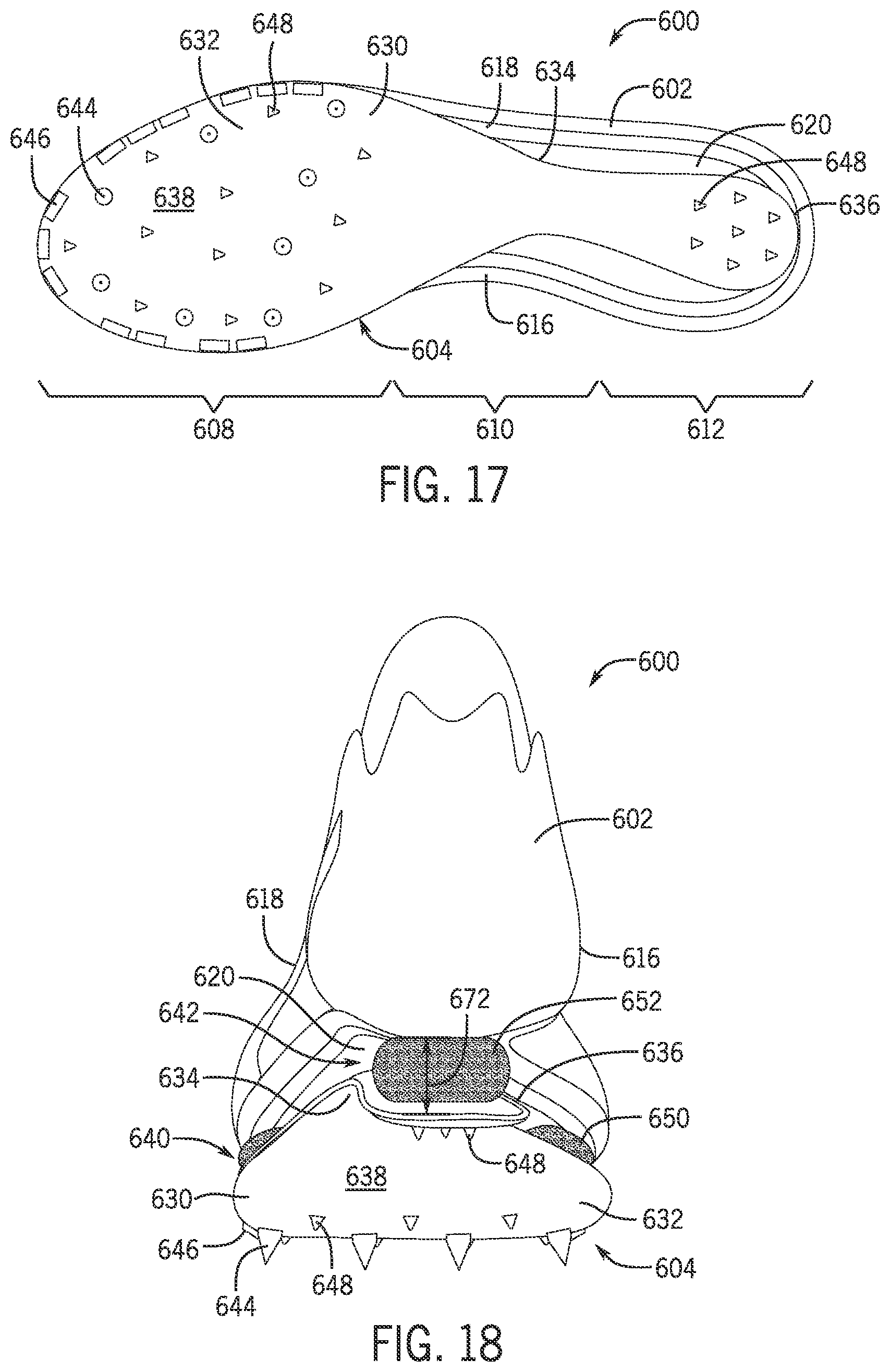 Patent US12426676 Figure 12 – Article of footwear having a sole plate