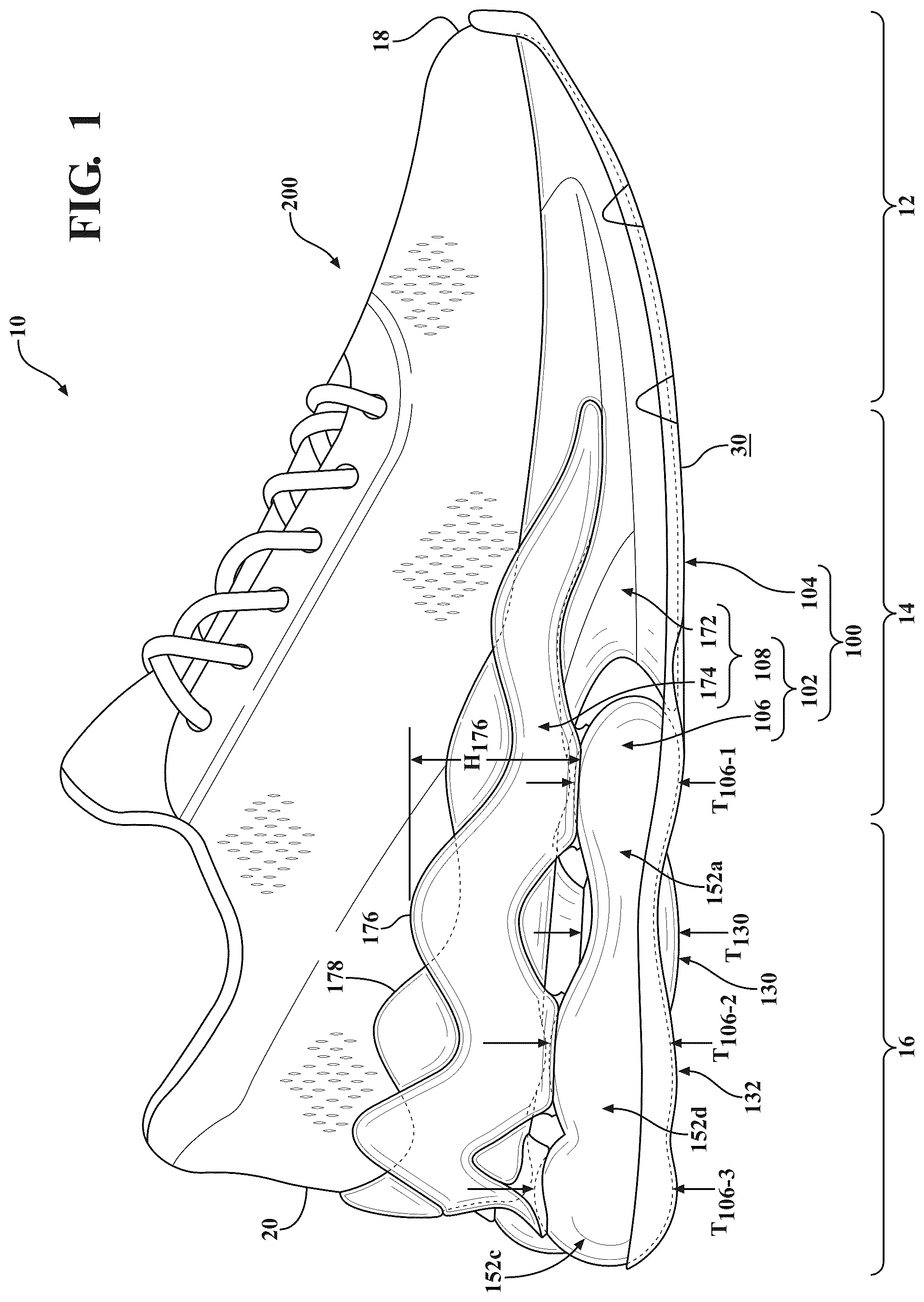 Patent US12426682 — Sole structure for article of footwear — Figure 1