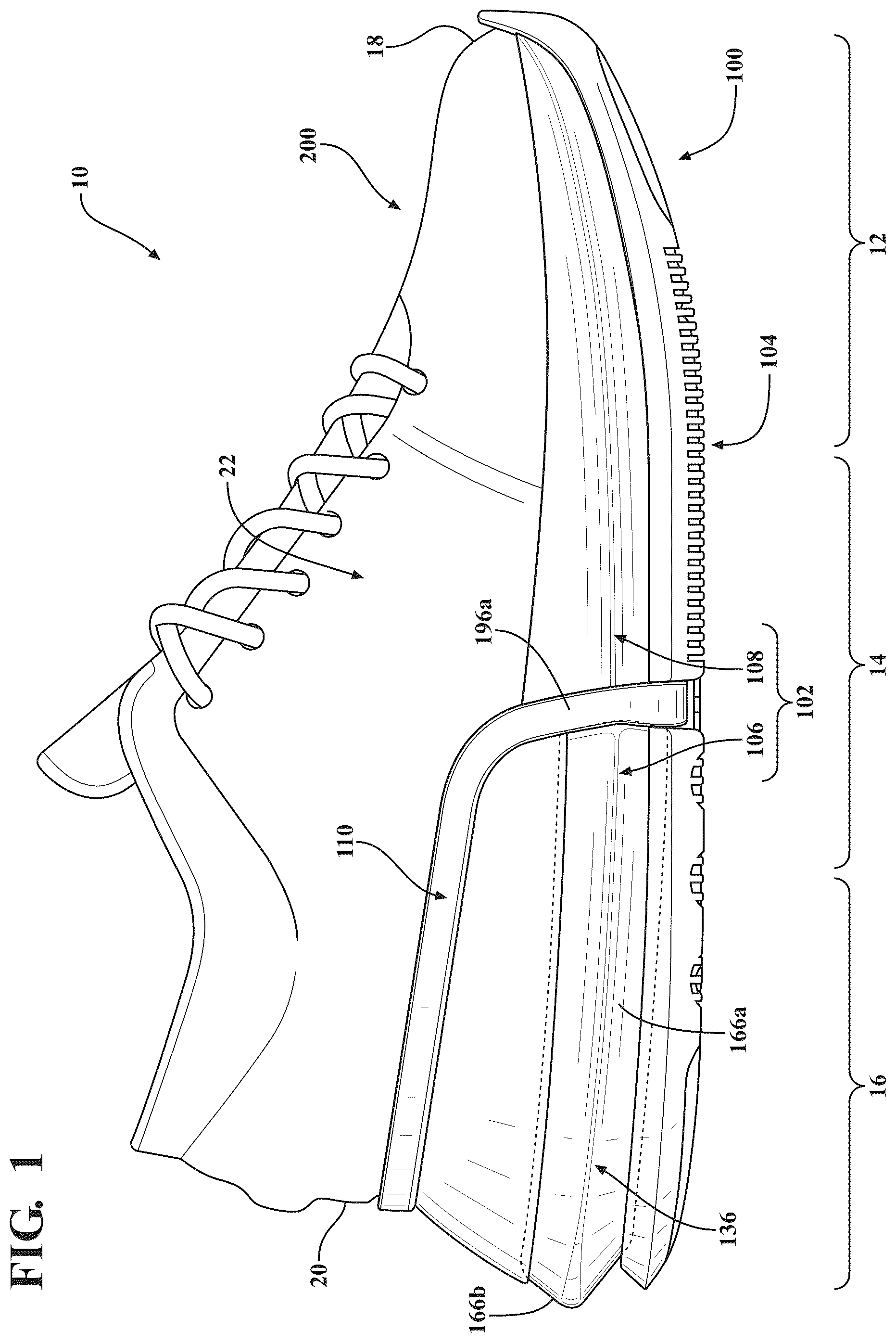 Patent US12426683 — Sole structure for article of footwear — Figure 1