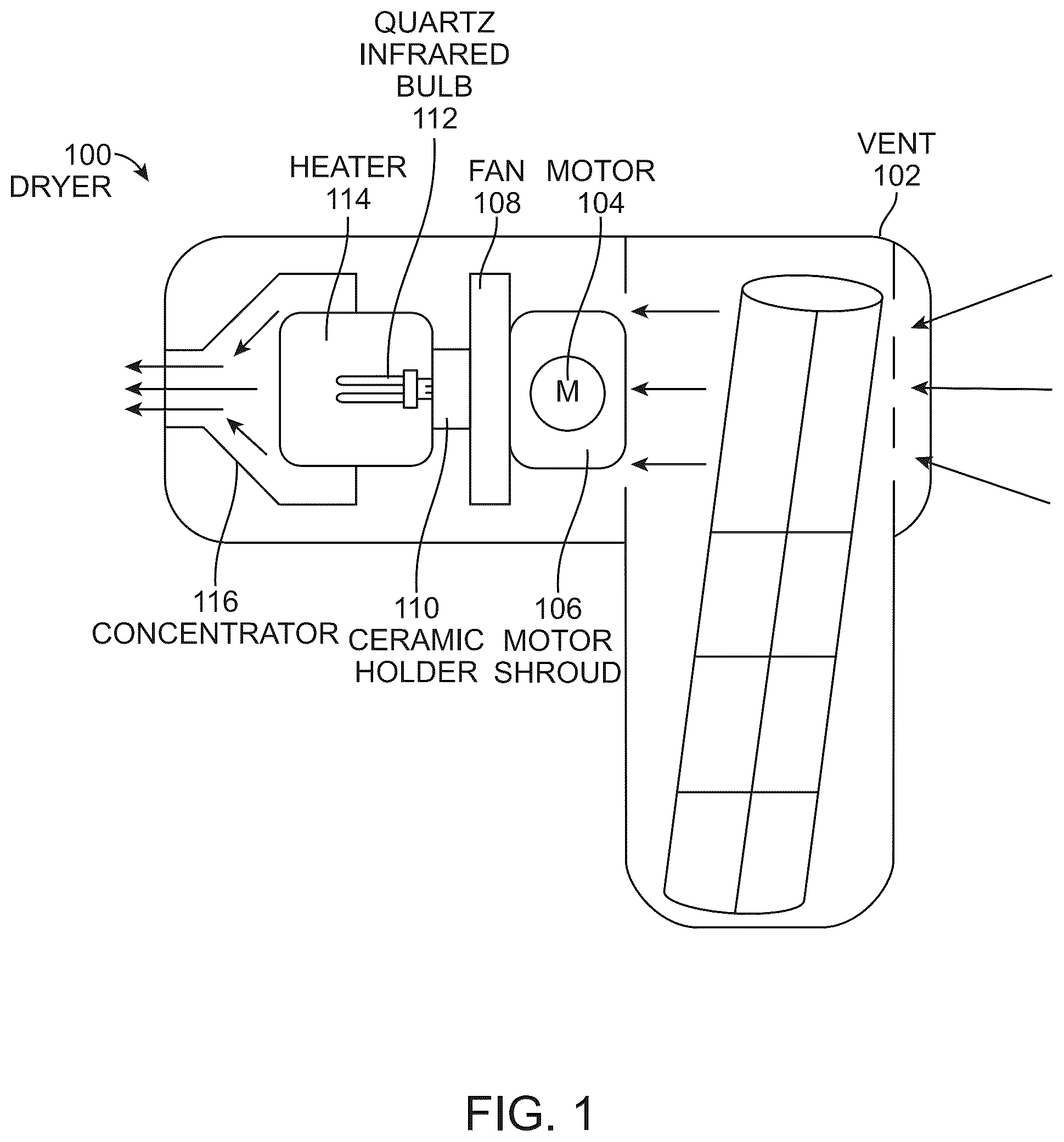 Patent US12426696 — System and method for an enhanced hair dryer — Figure 1