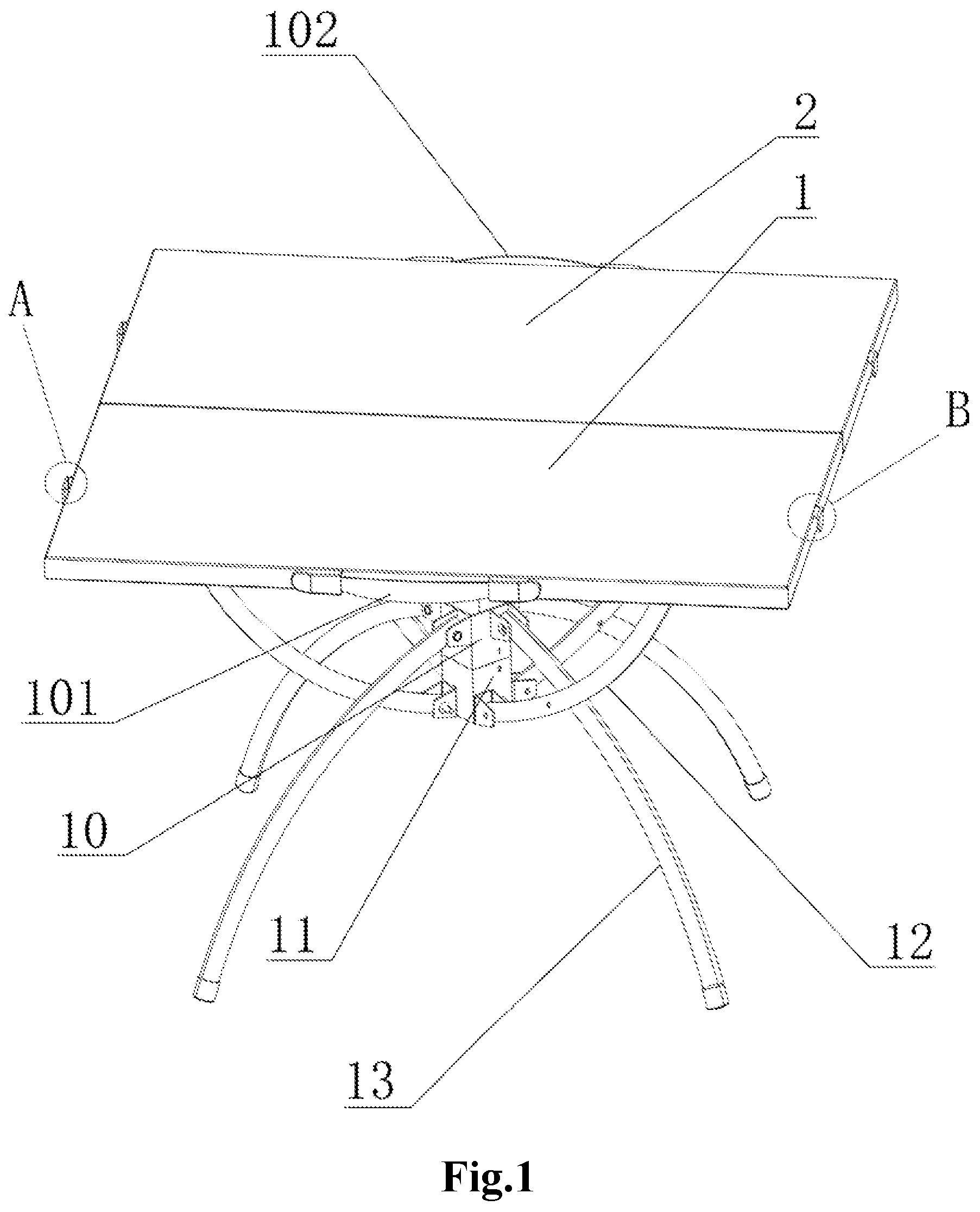 Patent US12426704 Figure 1 – Portable folding outdoor table