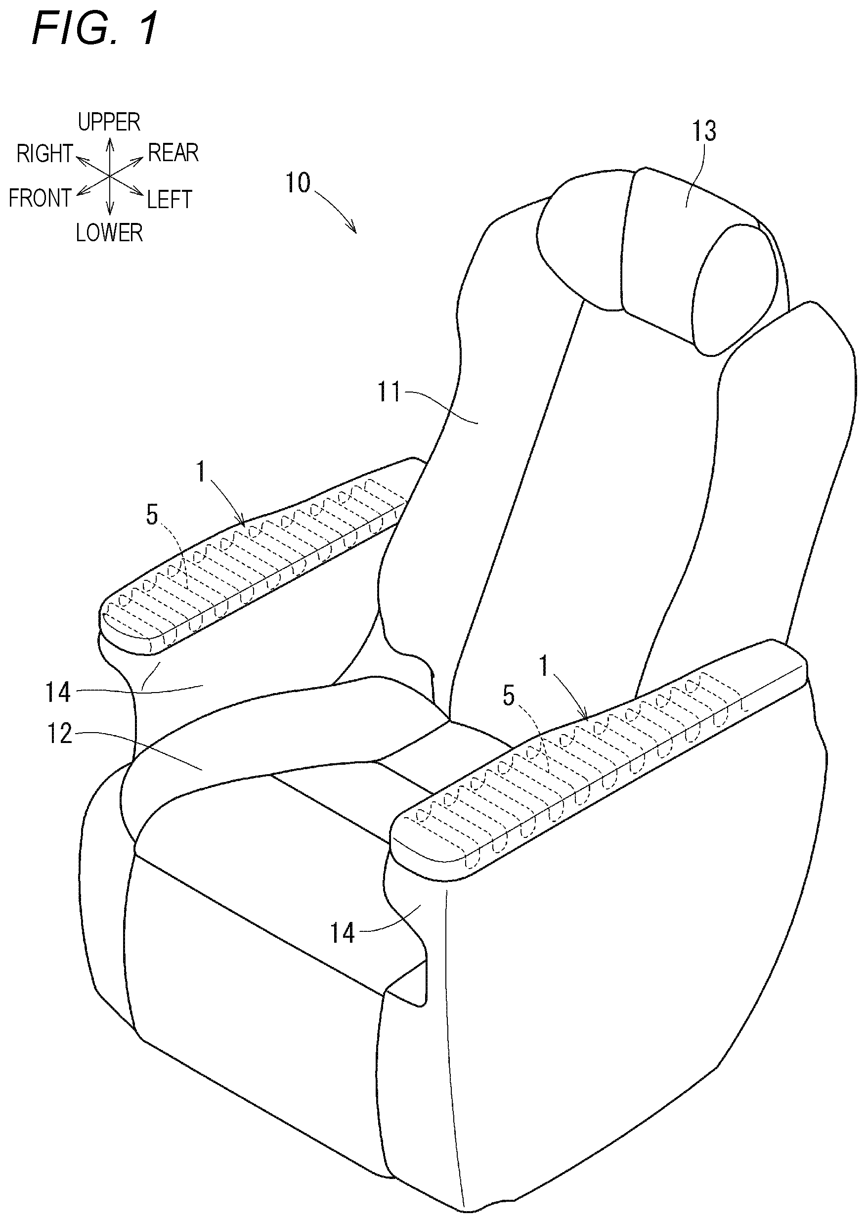 Patent US12426715 Figure 1 – Armrest