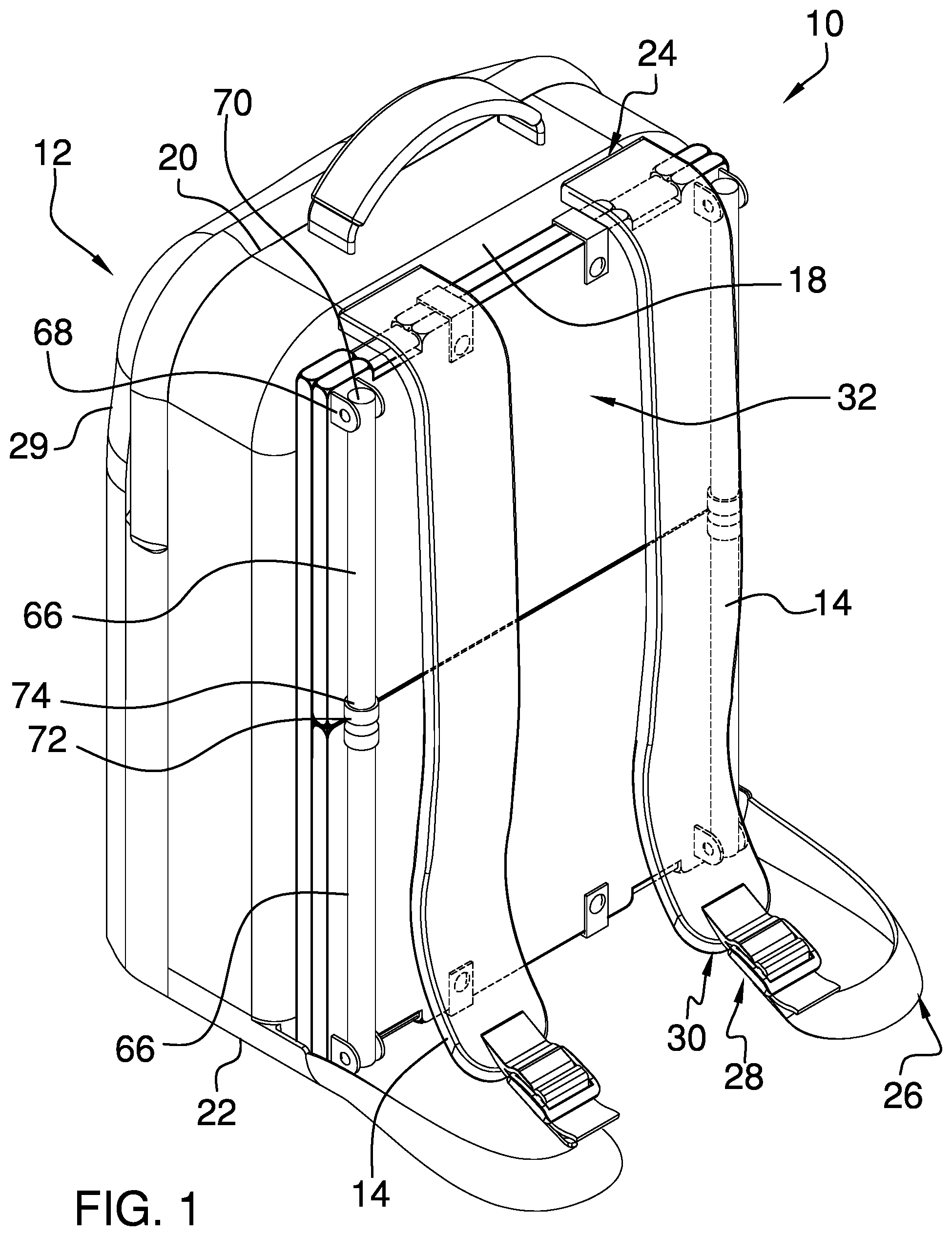Patent US12426719 Figure 1 – Portable changing table assembly