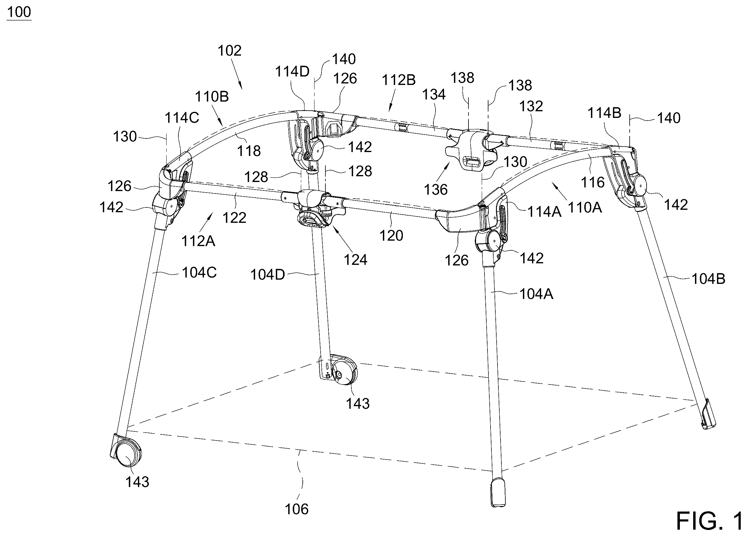 Patent US12426723 Figure 1 – Playpen