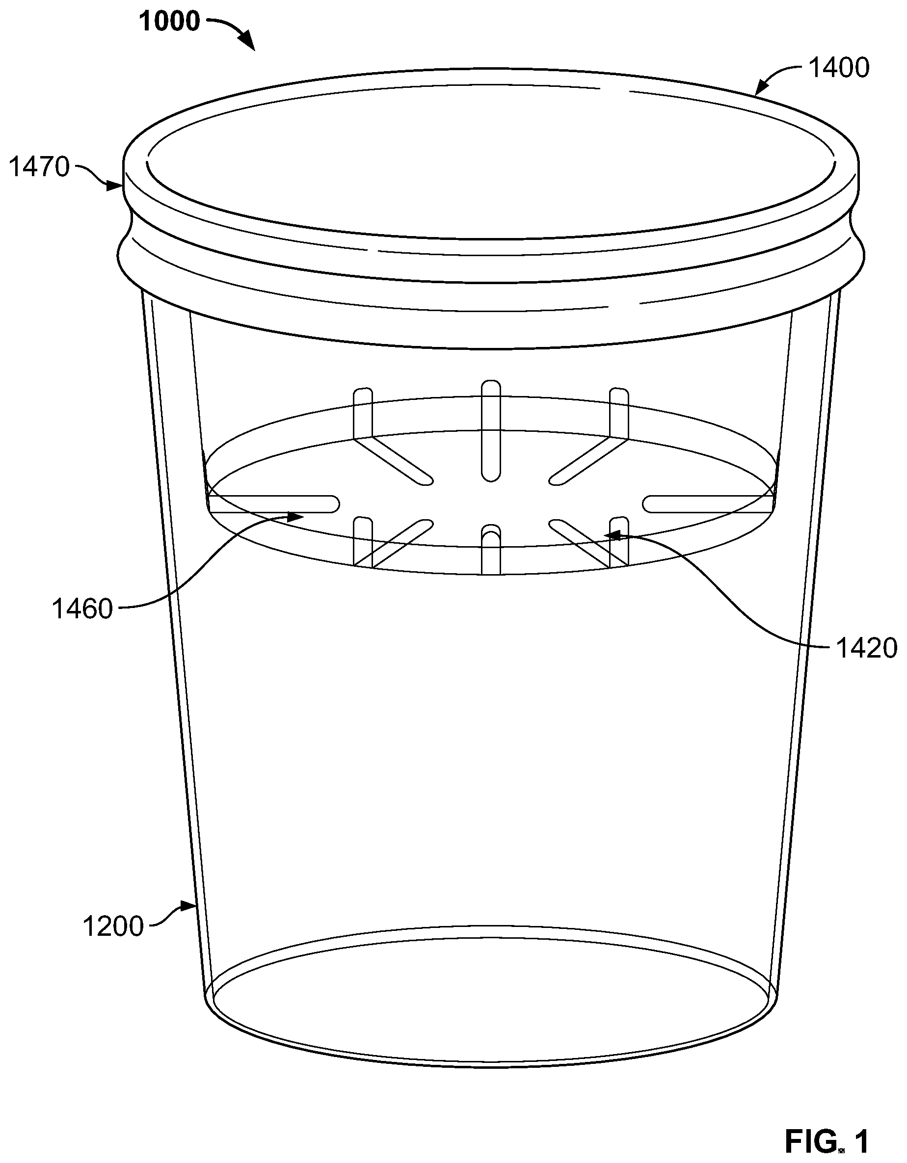 Patent US12426733 Figure 1 – Drinking cup with ice retainer