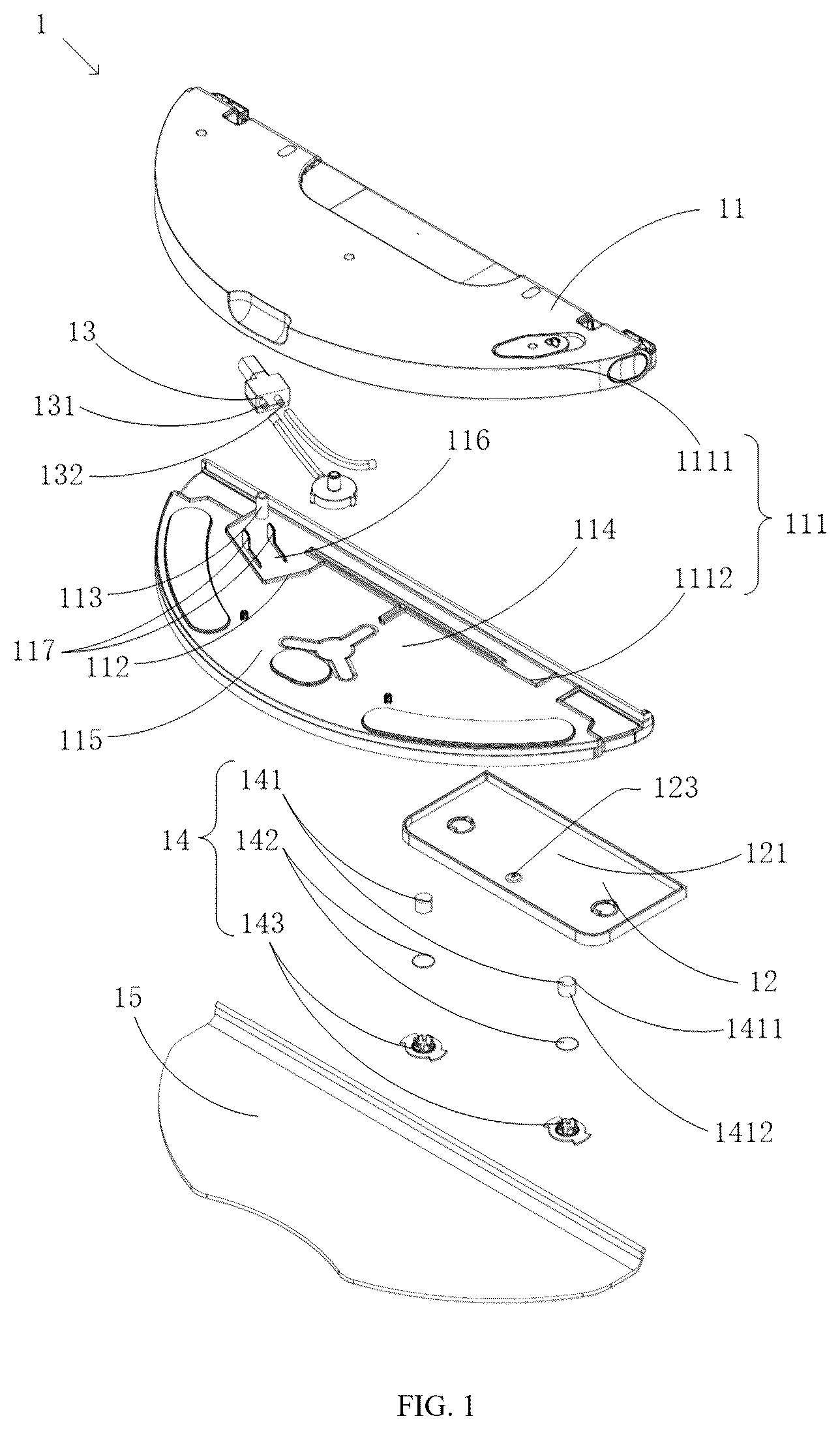 Patent US12426762 — Cleaning device with water pumping device within main water tank — Figure 1