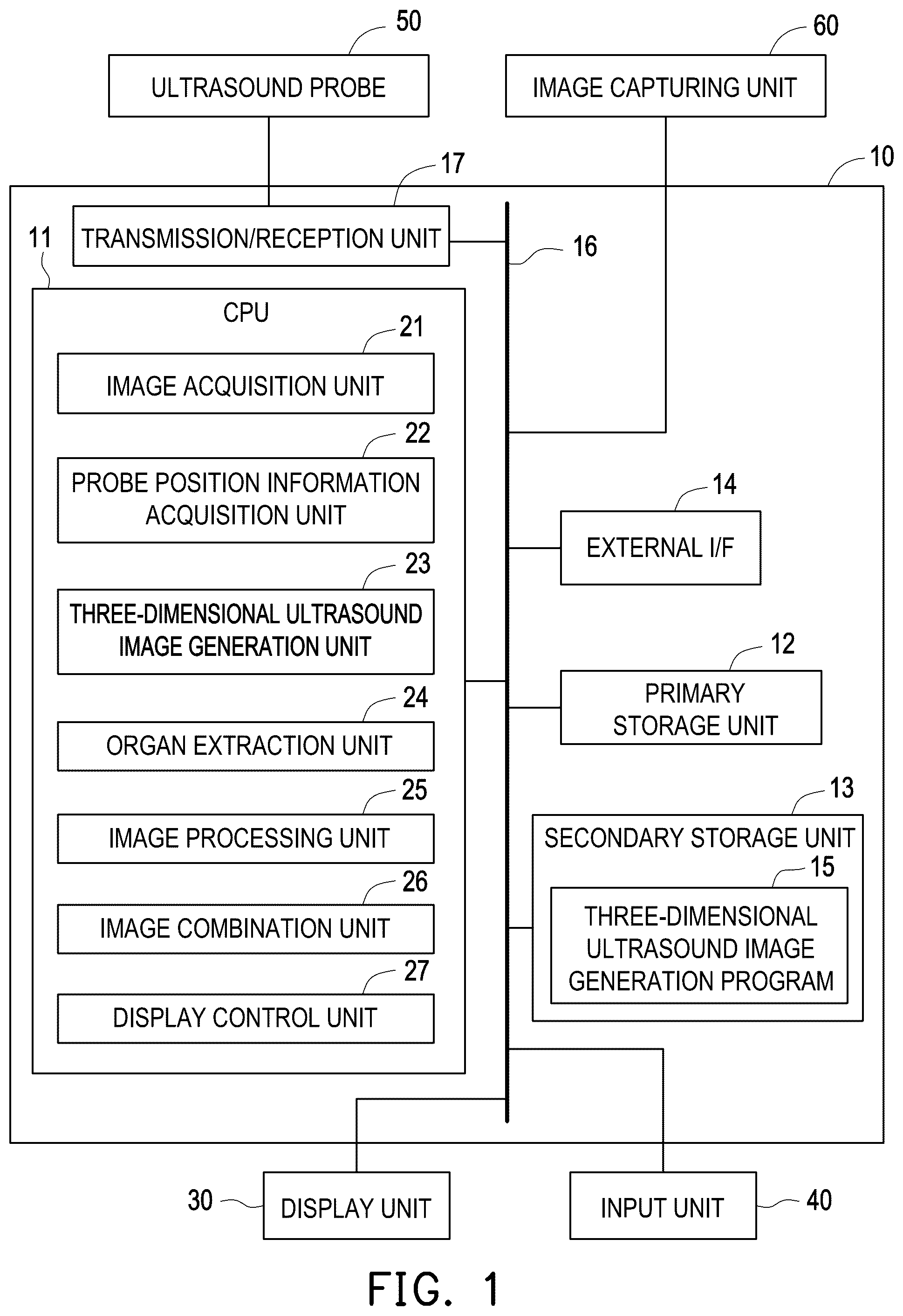 Patent US12426856 — Three-dimensional ultrasound image generation apparatus, three-dimensional ultrasound image generation method, and three-dimensional ultrasound image generation program — Figure 1