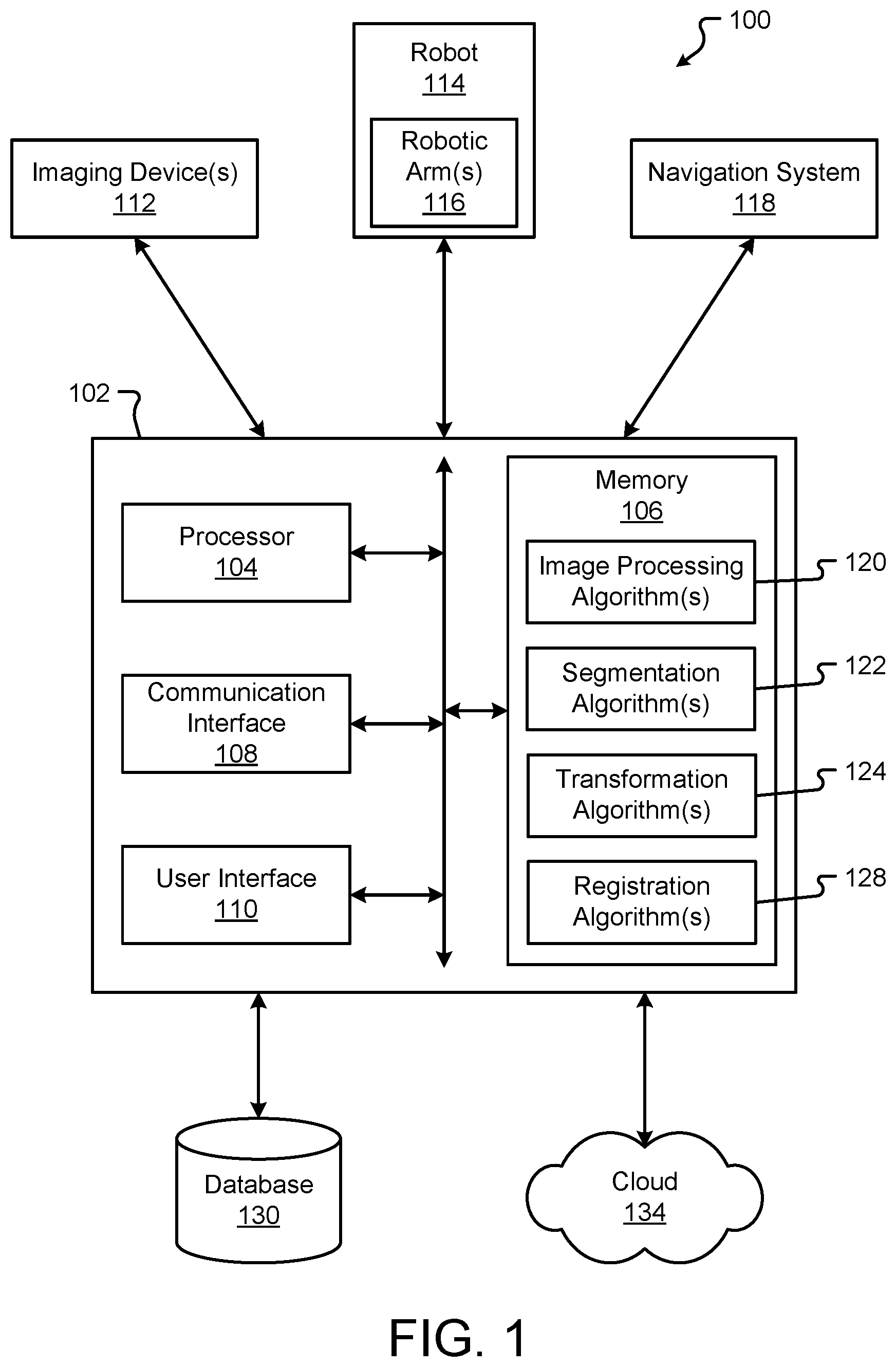Patent US12426962 — Robotic surgical system with rigid bed mount — Figure 1