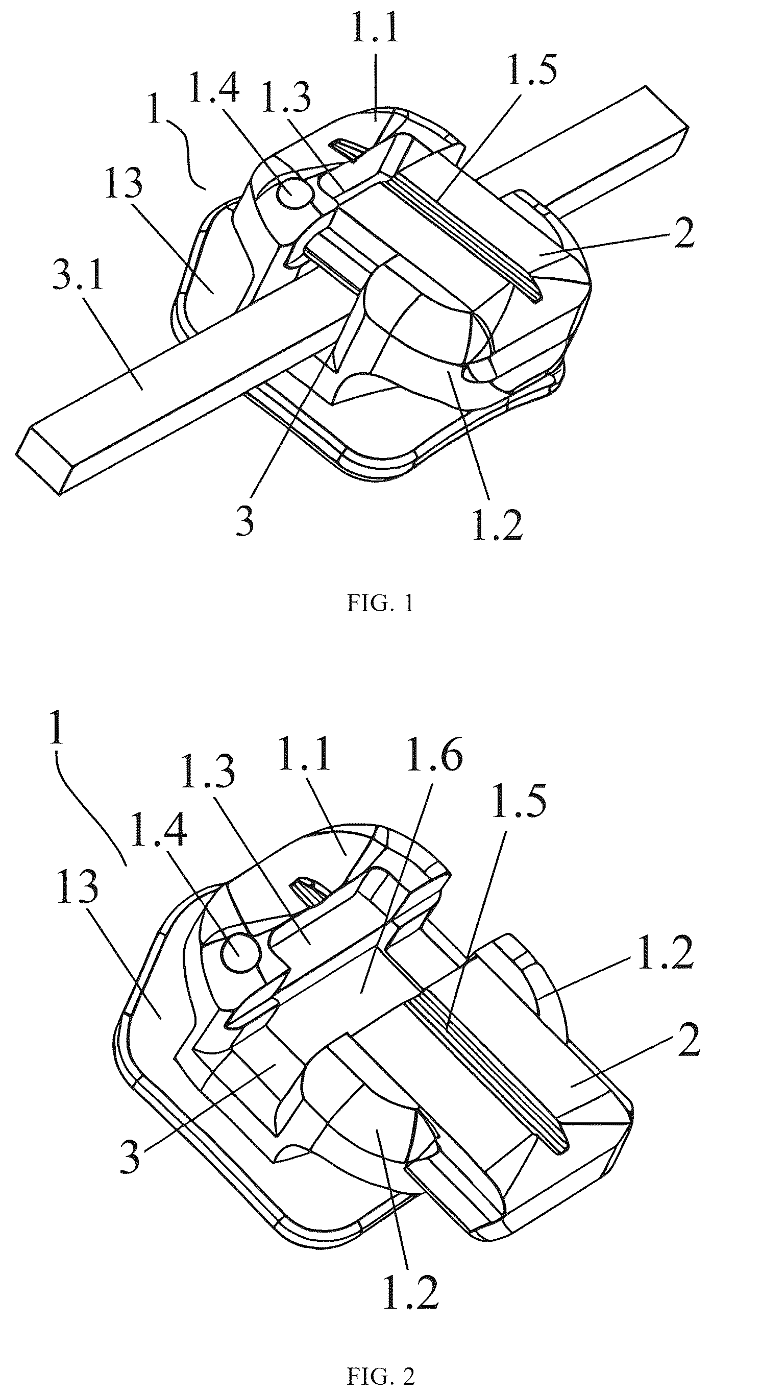 Patent US12426995 — Orthodontic self-locking system adapted to ribbon arch wire — Figure 1