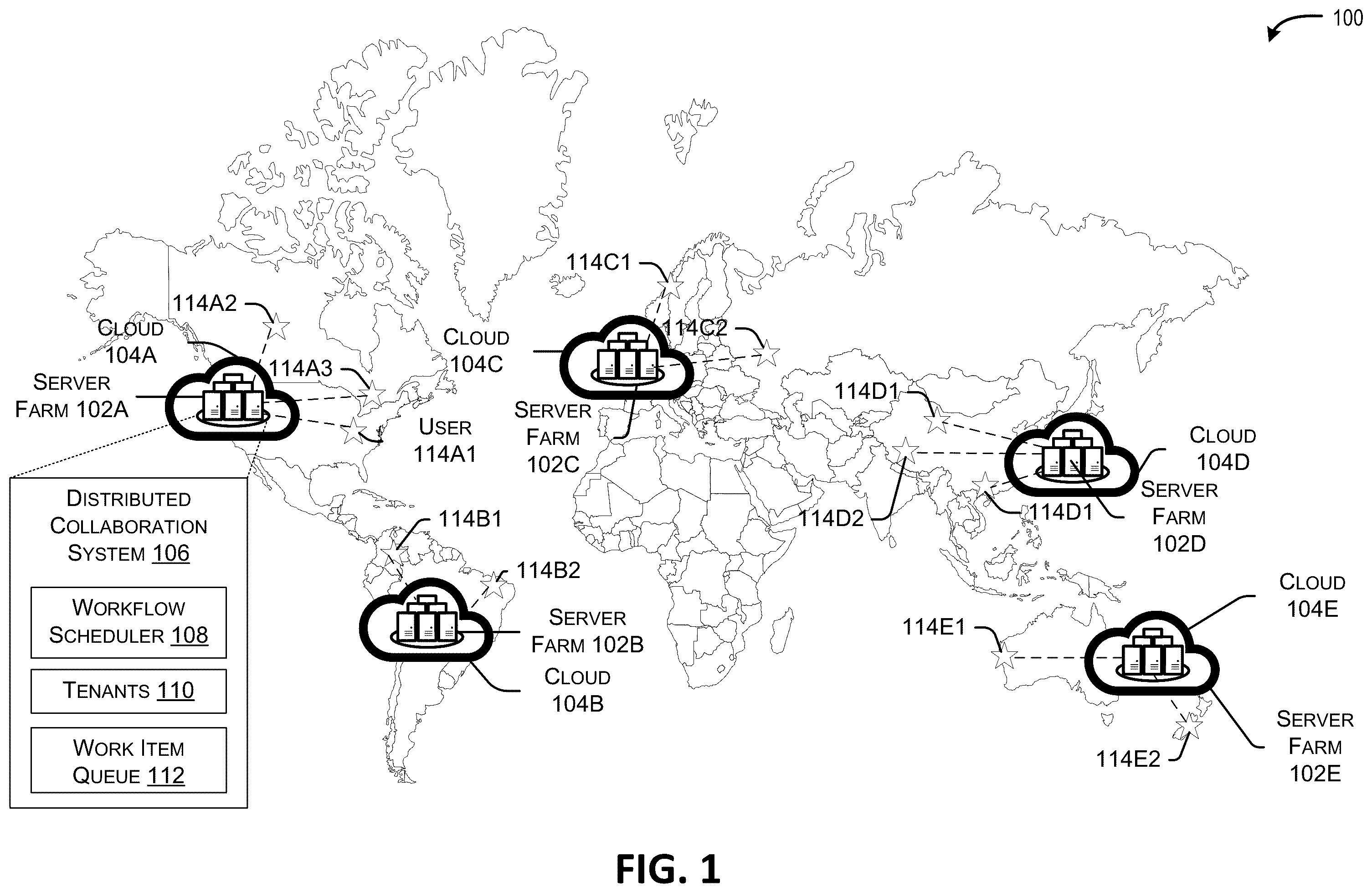 Patent US12430167 — Workflow-based scheduling and batching in multi-tenant distributed systems — Figure 1