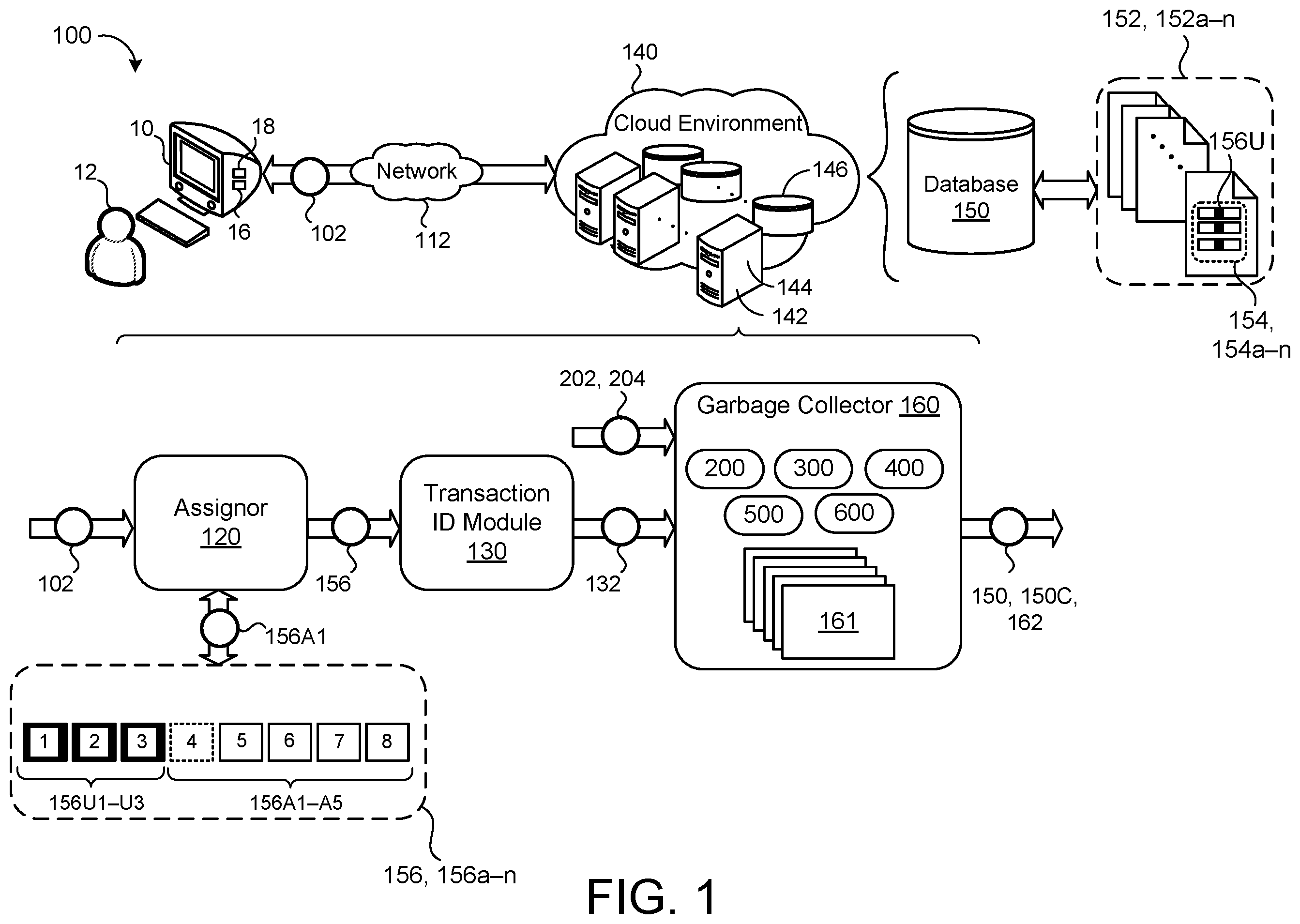 Patent US12430320 — Adaptive auto garbage collector in MVCC database system — Figure 1