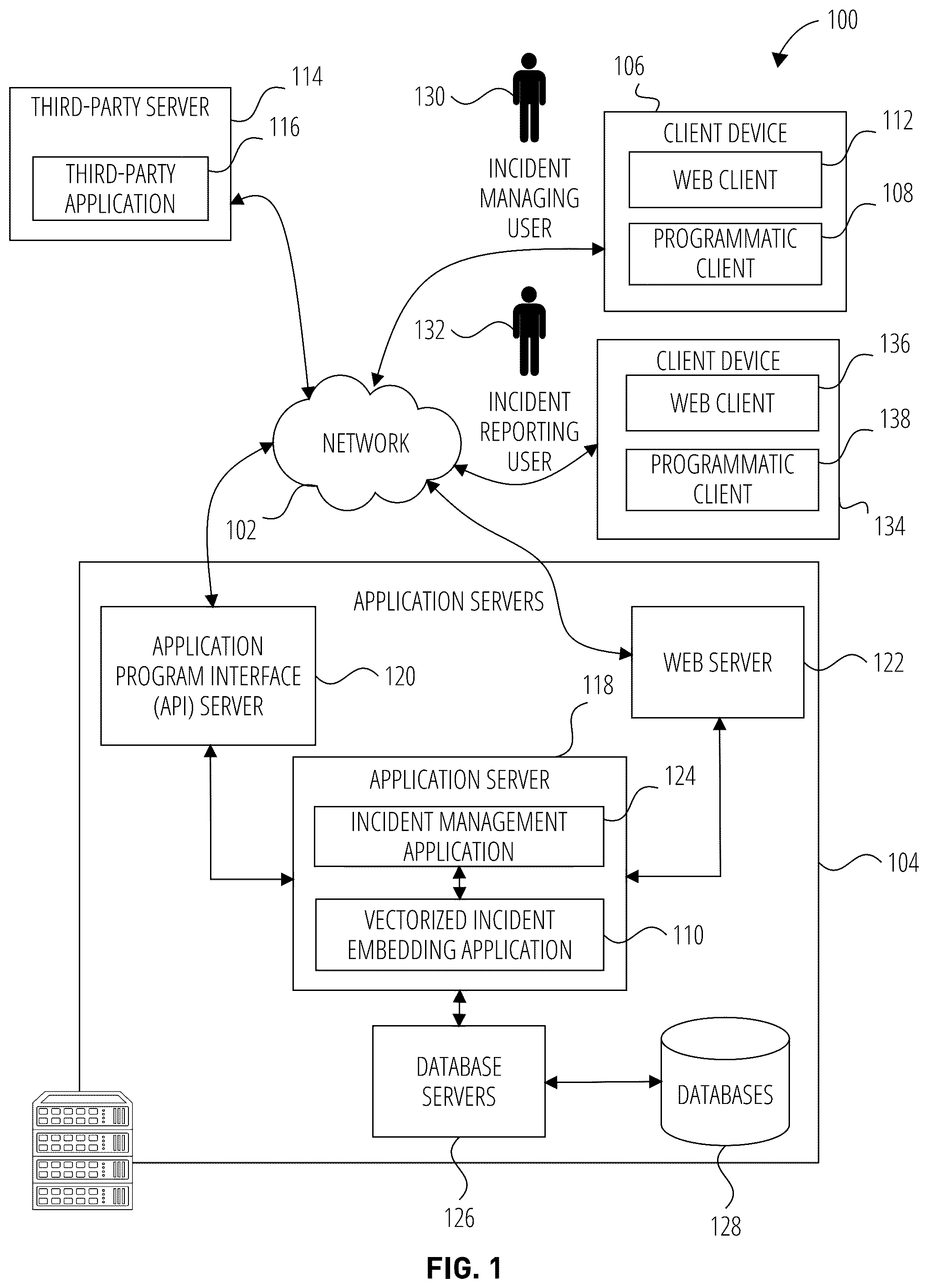 Patent US12430326 — Graph embedding for service health incident insights — Figure 1
