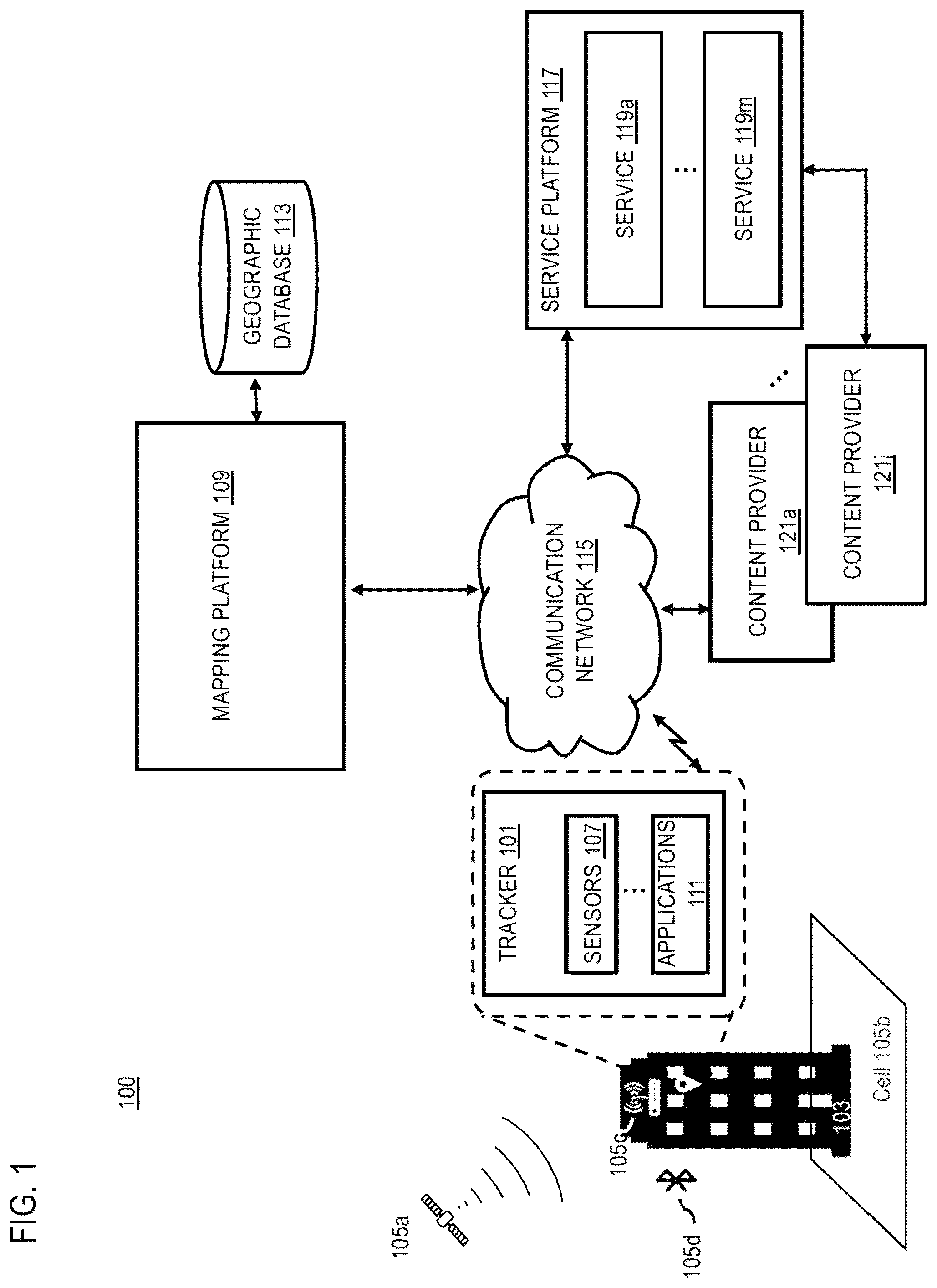 Patent US12430603 — Method, apparatus, and system for multimodal position selection for a tracking device — Figure 1