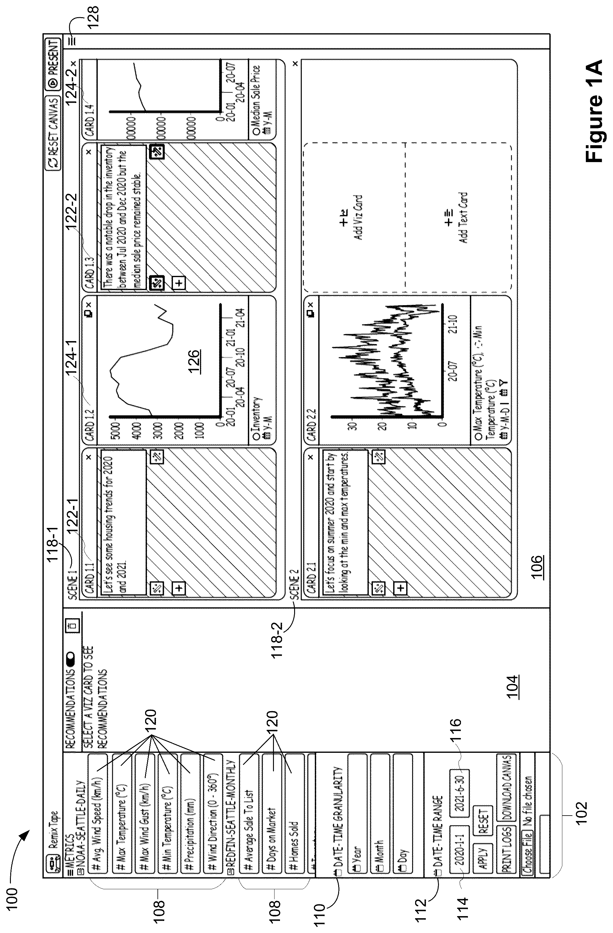 Patent US12430828 — User interface for presenting time series metrics — Figure 1
