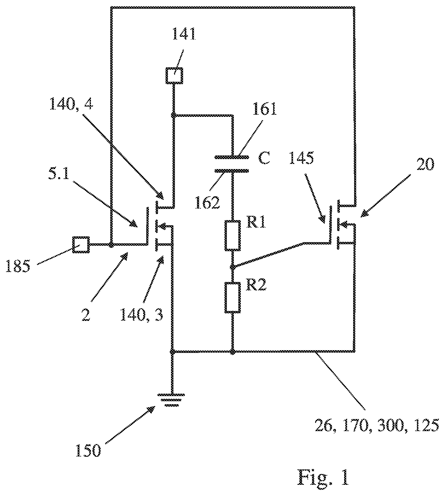 Patent US12433013 — Semiconductor die with a vertical transistor device — Figure 1