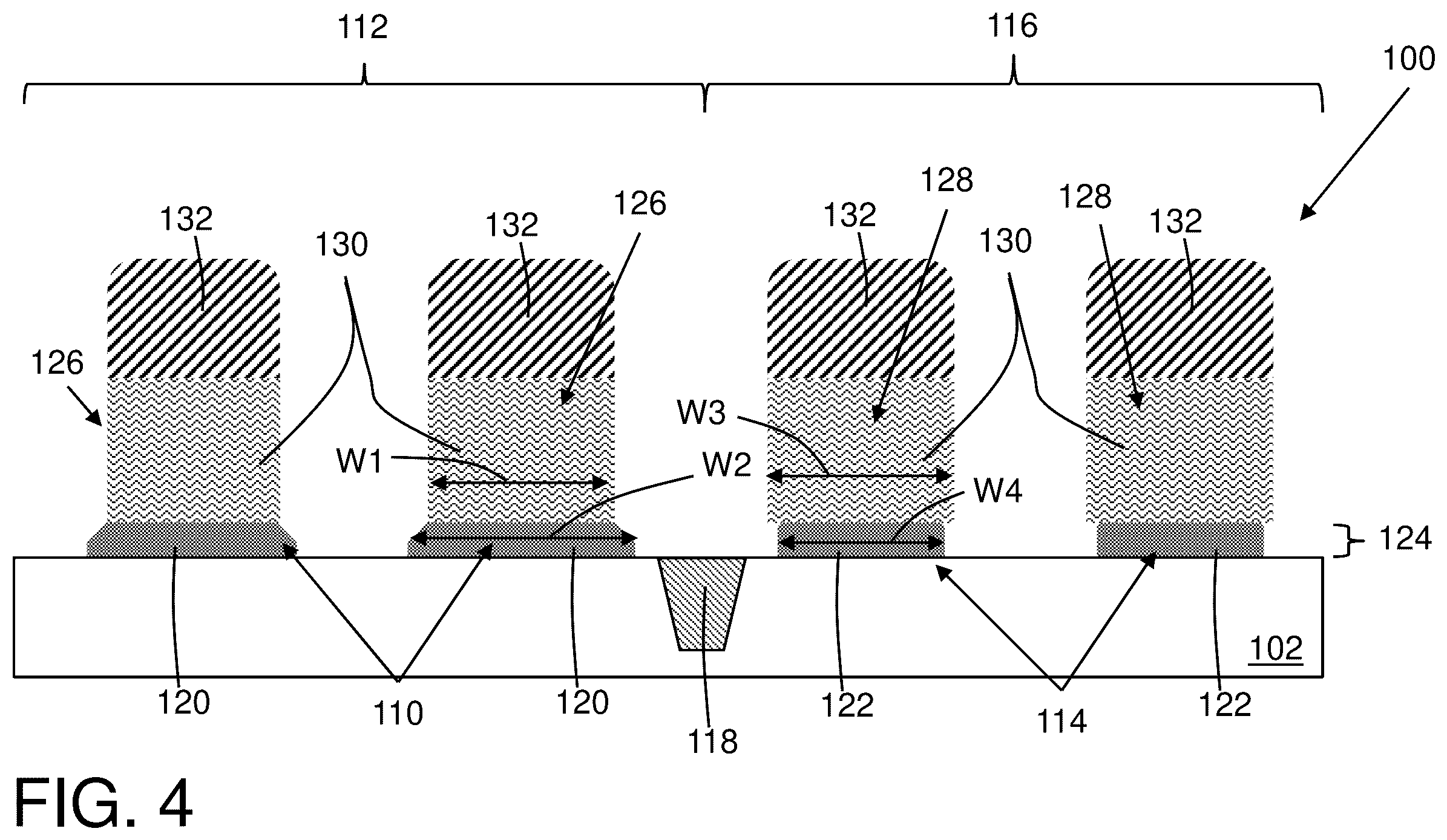 Patent US12433014 Figure 4 – Structure having different gate dielectric widths in different regions of substrate