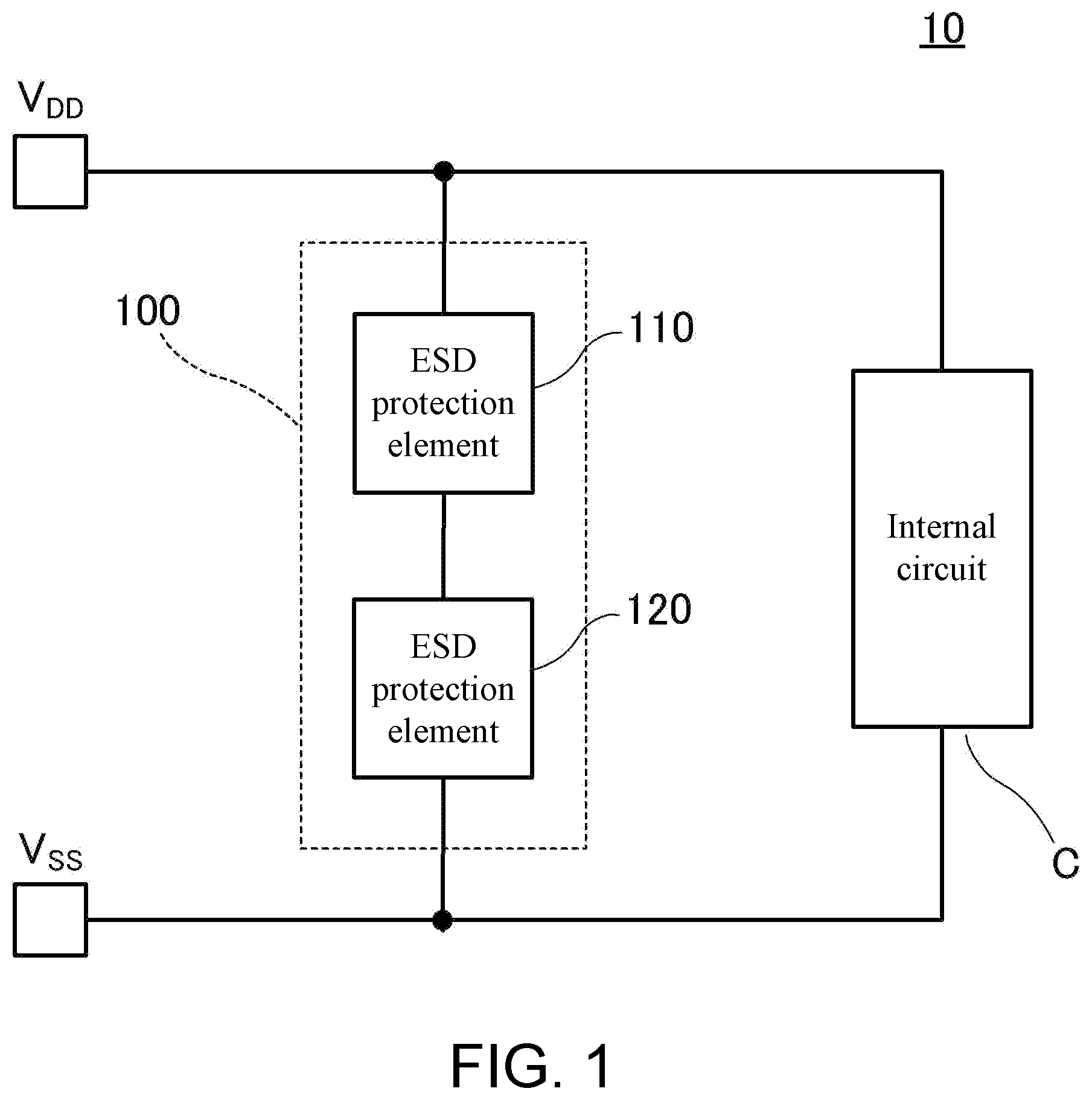 Patent US12433033 — ESD protection circuit and semiconductor device — Figure 1