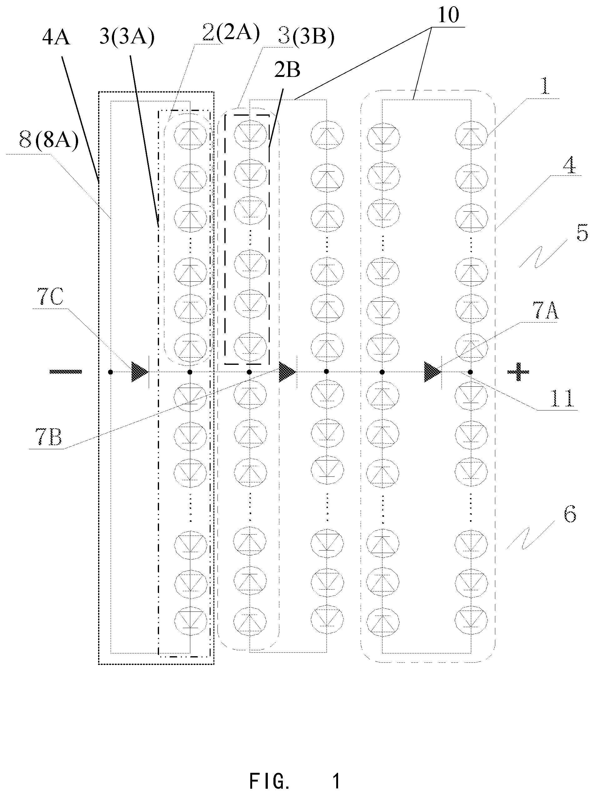 Patent US12433040 — Sliced cell photovoltaic module — Figure 1