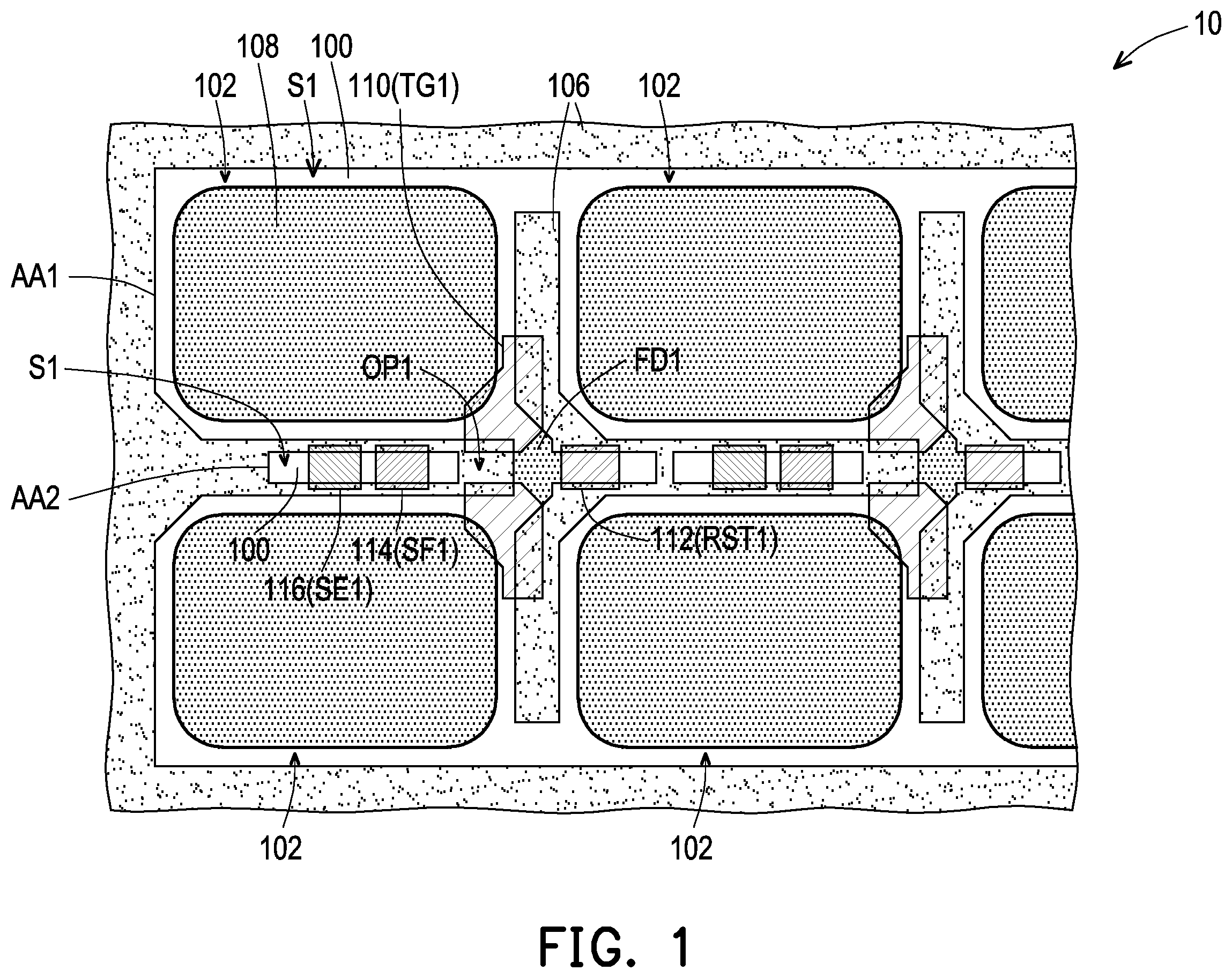 Patent US12433052 Figure 1 – Image sensor structure