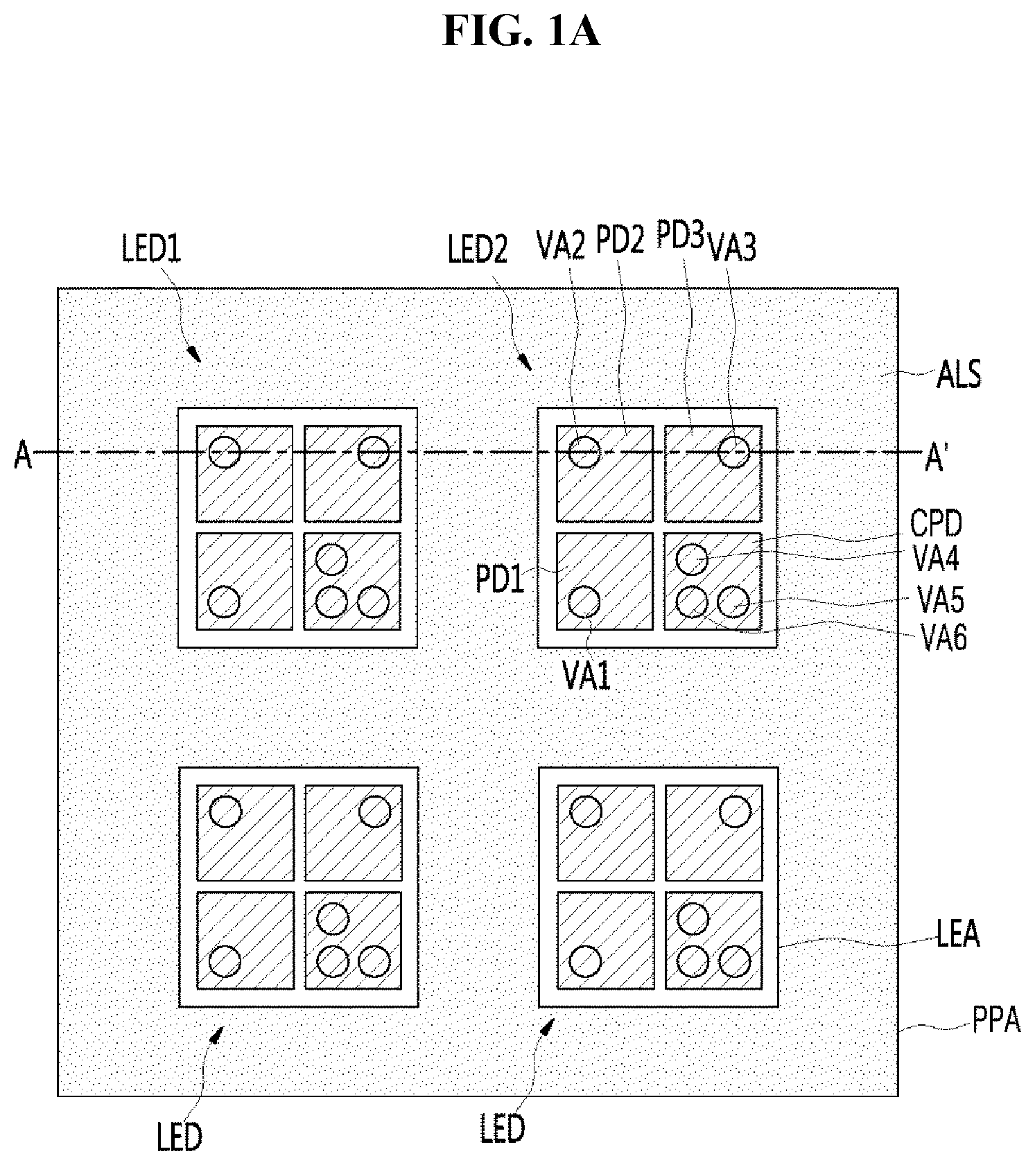 Patent US12433085 — Light emitting device including light shielding layer — Figure 1