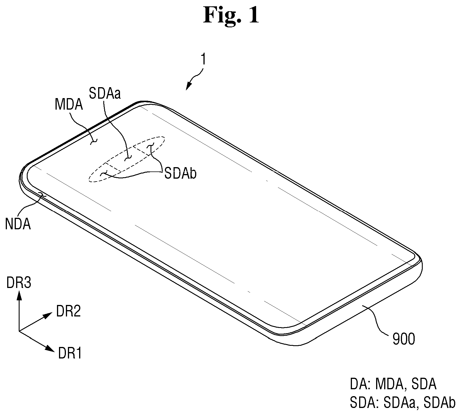 Patent US12433104 — Display device and method of manufacturing the same — Figure 1