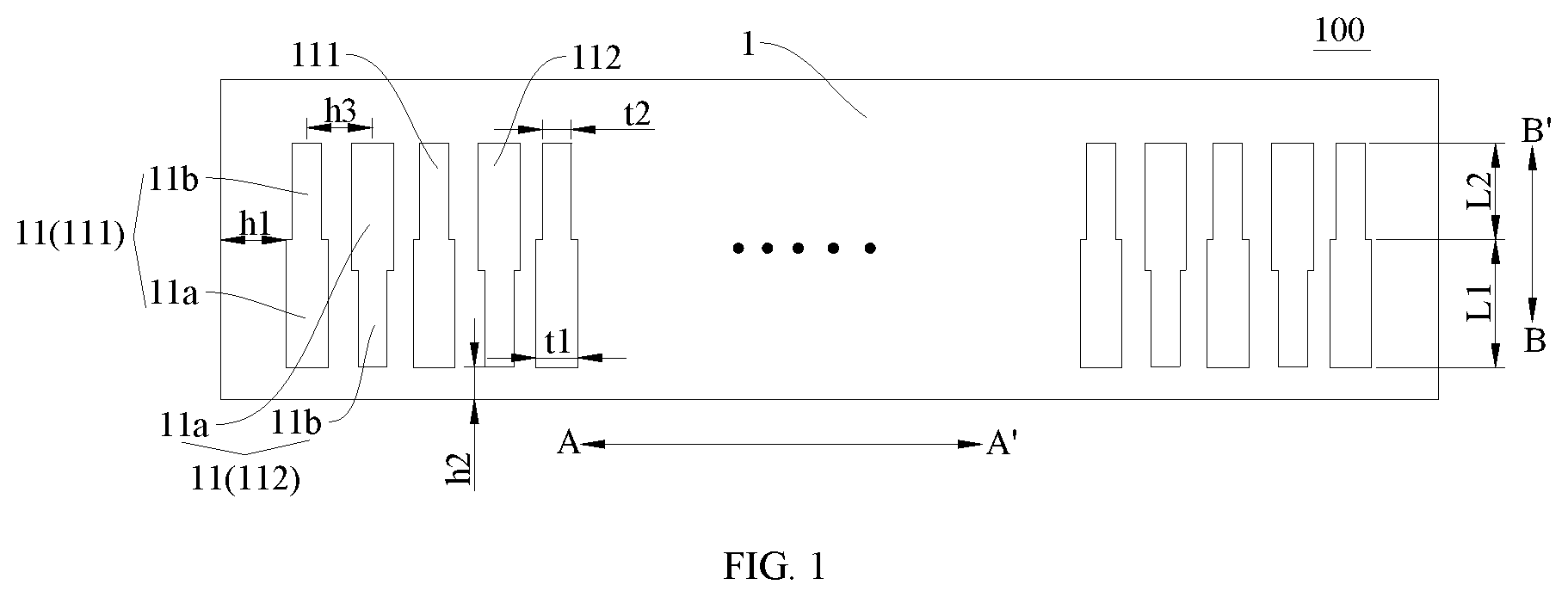 Patent US12433128 — Chip with pads of differing width and display module with the same — Figure 1