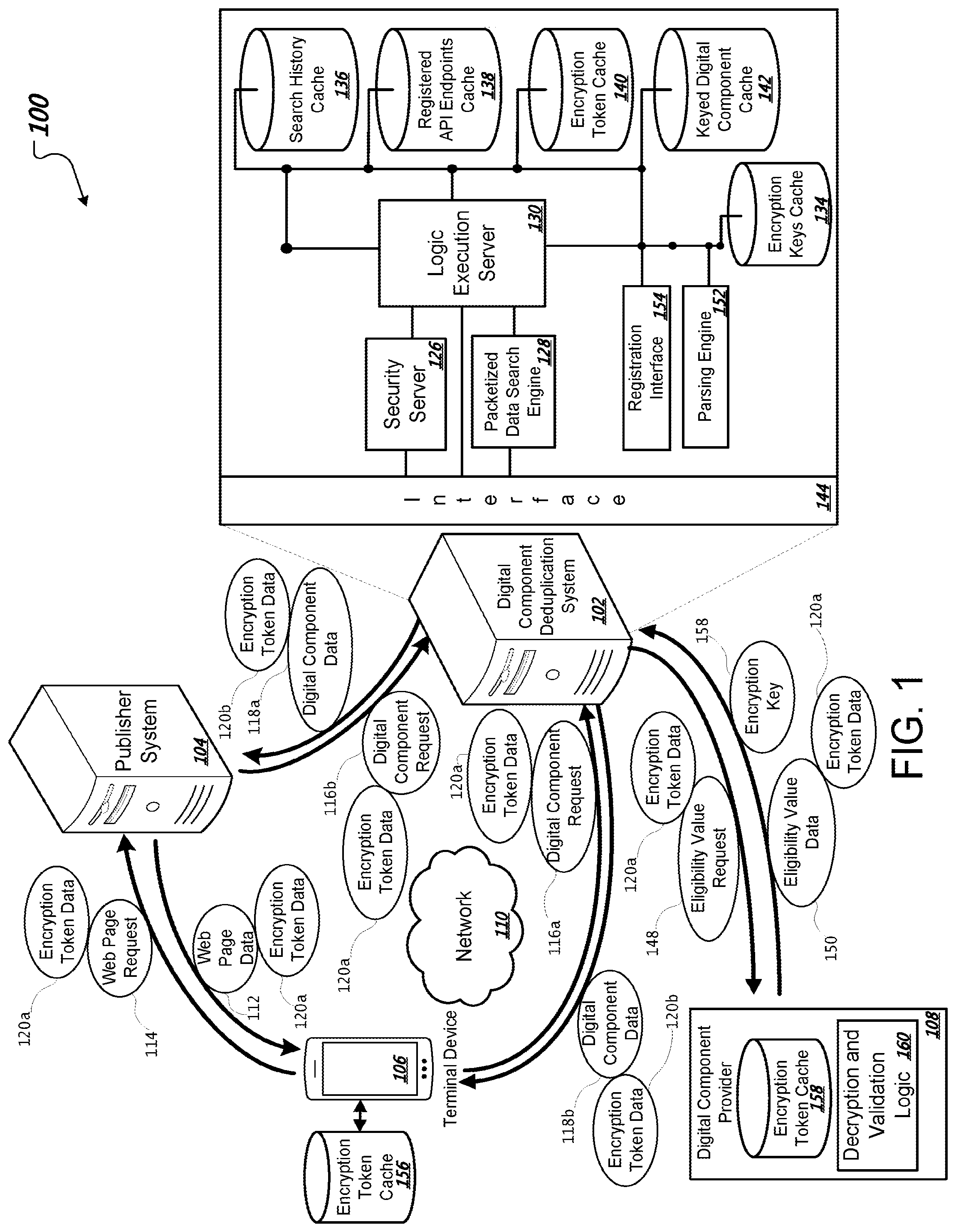 Patent US12437021 — Search and retrieval of keyed data maintained using a keyed database — Figure 1