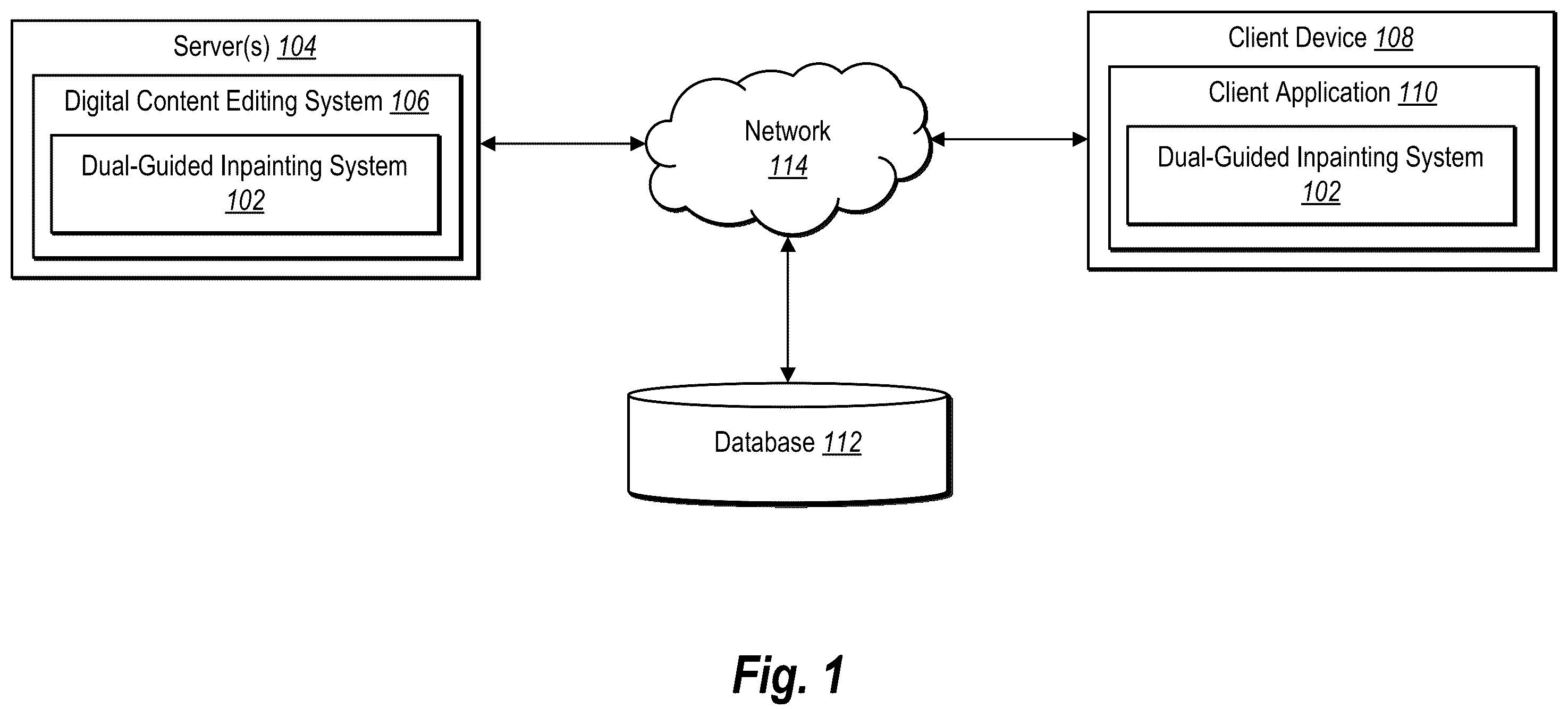 Patent US12437375 — Improving digital image inpainting utilizing plane panoptic segmentation and plane grouping — Figure 1